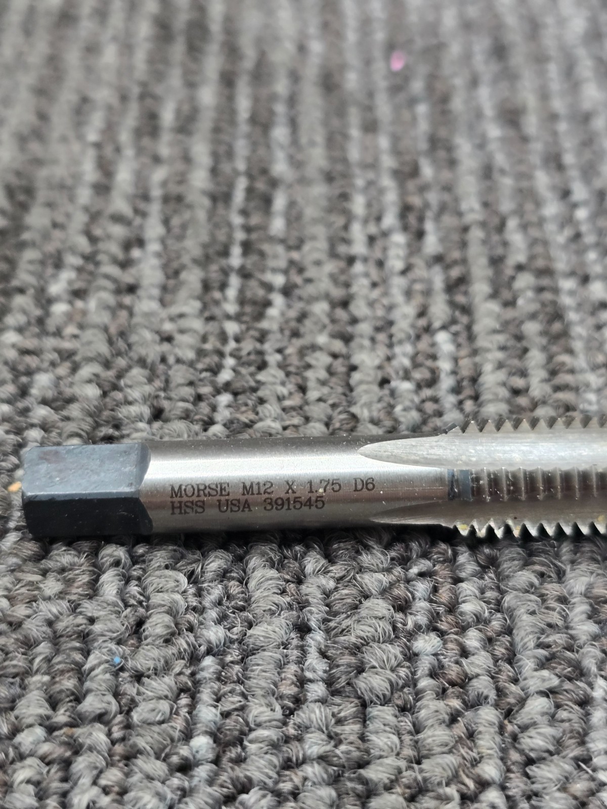 MORSE M12 X 1.75 Plug Hand Tap Morse 391545 HSS USA D6 Metric RH 4 Flute