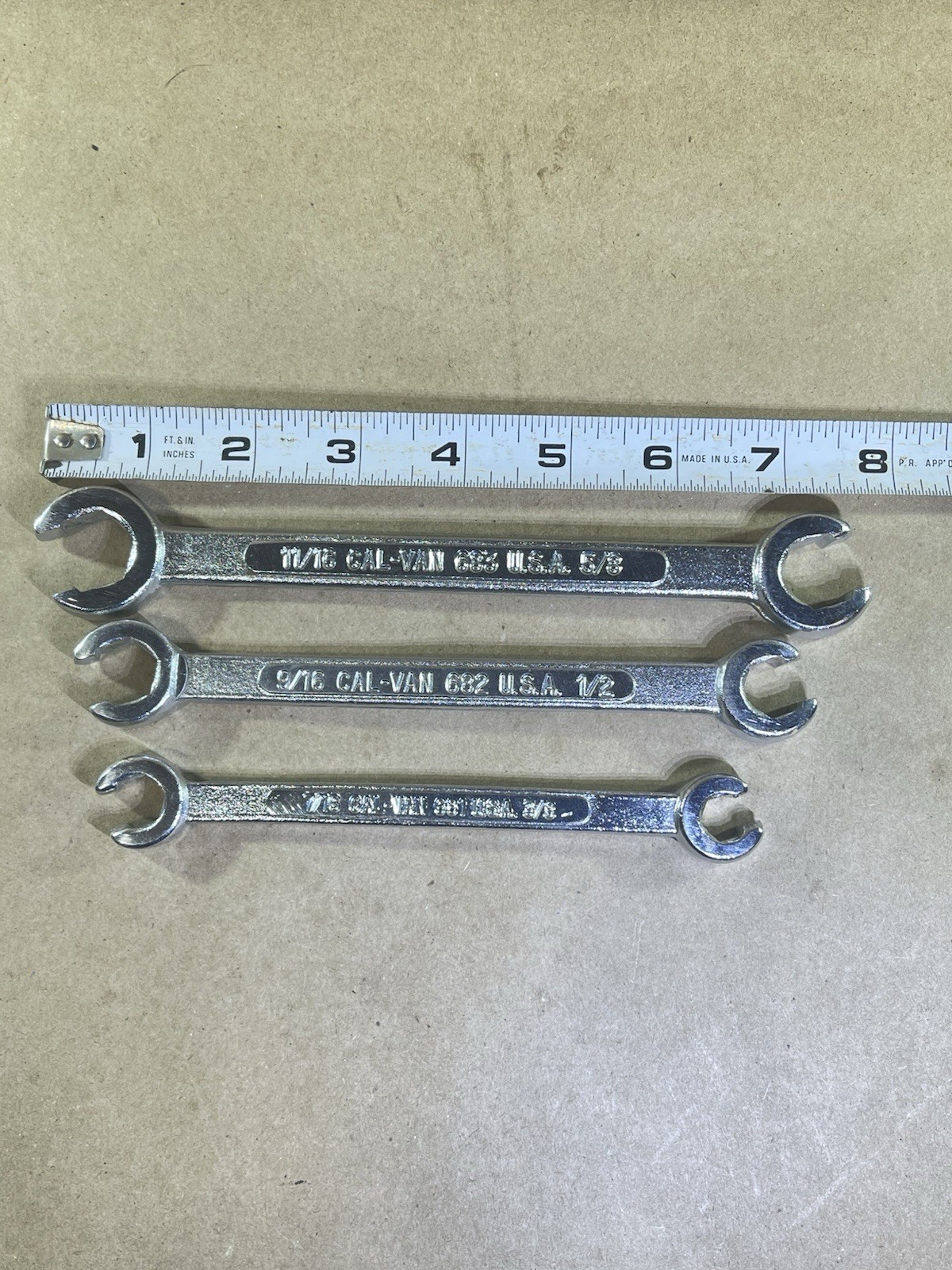 Cal-Van Flare Nut/Line Wrench Set USA 3/8×7/16, 1/2×9/16, 5/8×11/16 #681 682 683