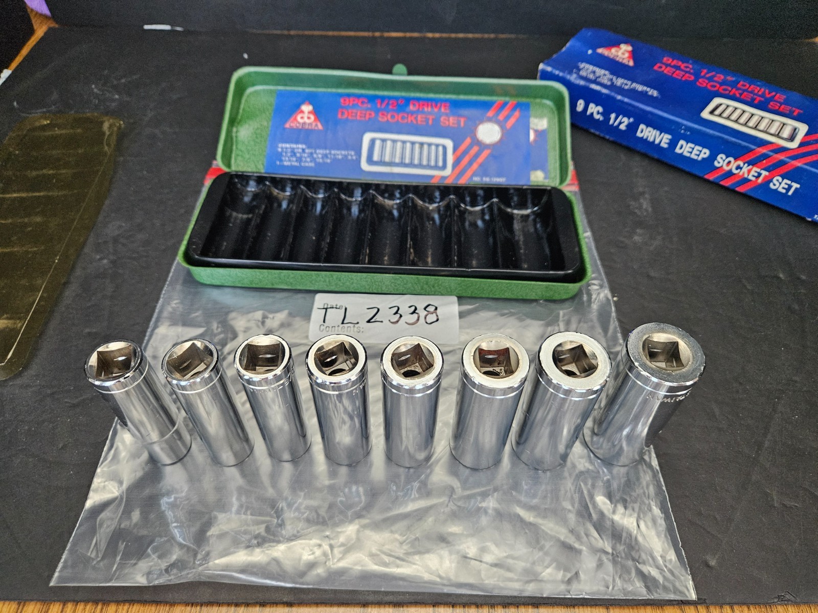 COBRA TOOLS #SS-129DT 9 PC DEEP SOCKET SET 1/2″ DRIVE 6 PT 1/2″-15/16″ W/CASE