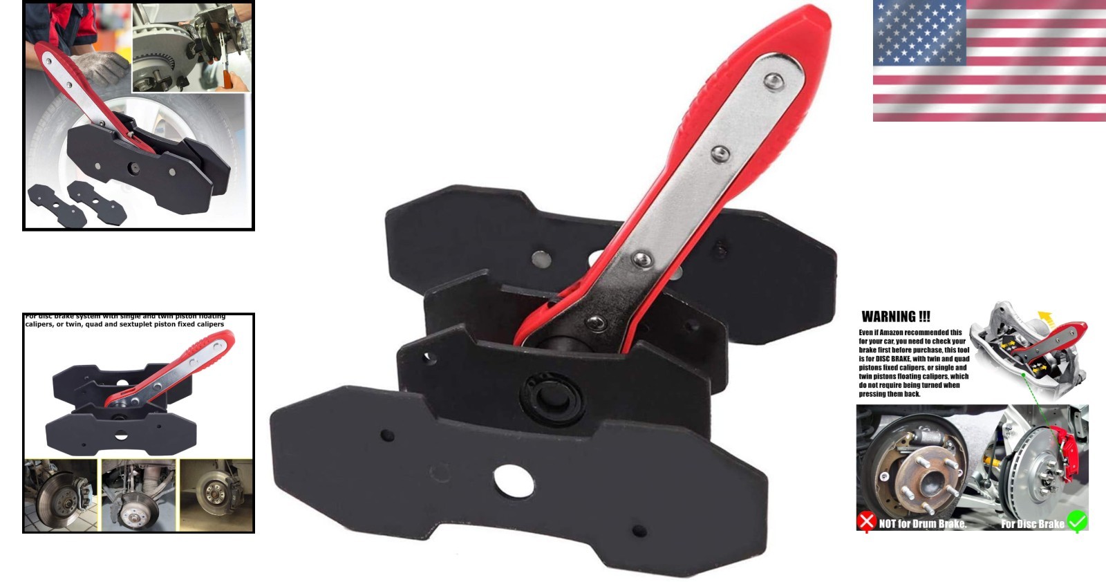 Heavy-Duty Ratcheting Brake Caliper Tool with Adjustable Plates for All Calipers