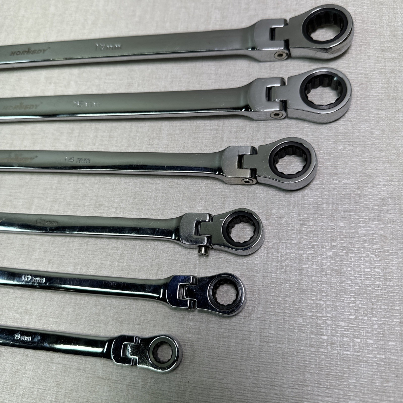 HORUSDY 6-Piece Large Wrench Set with Rolling Pouch Metric Chrome Vanadium Steel