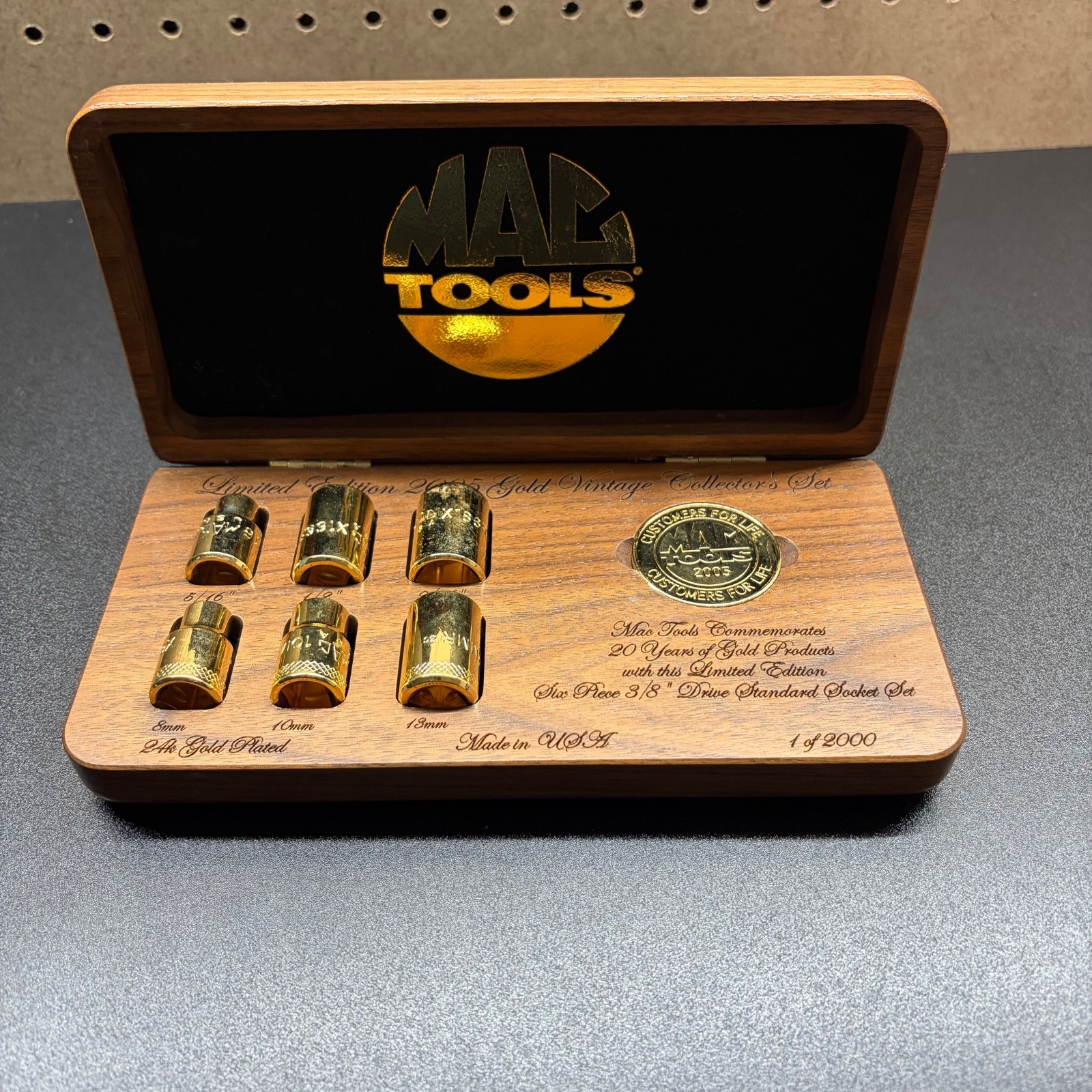 Limited Edition 24K Gold Plated MAC Tools 2005 1 of 2000 3/8 socket set 10mm 6pc