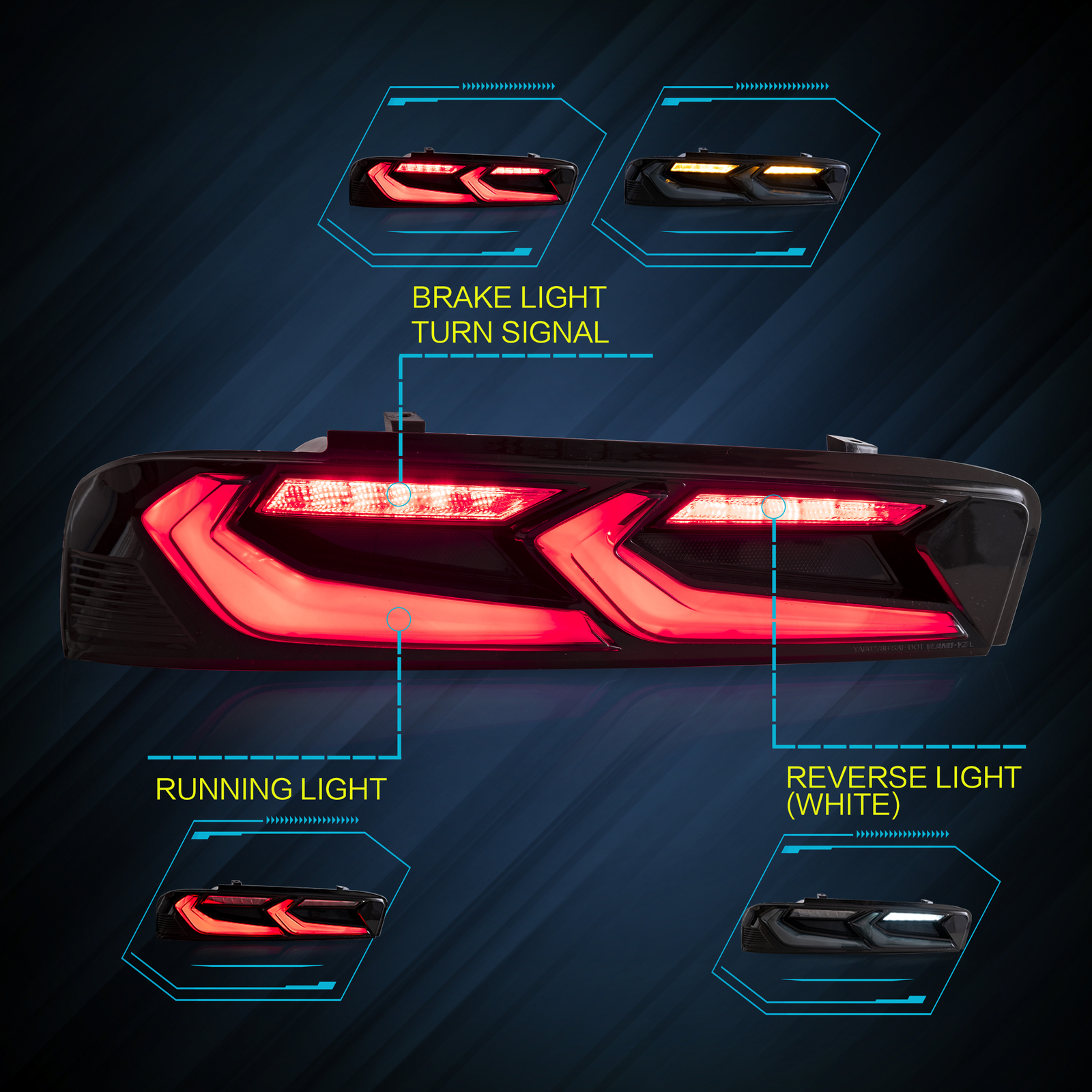 VLAND FULL LED Taillights For Chevy Camaro 2016-18 DRL w/Sequential Signals Pair