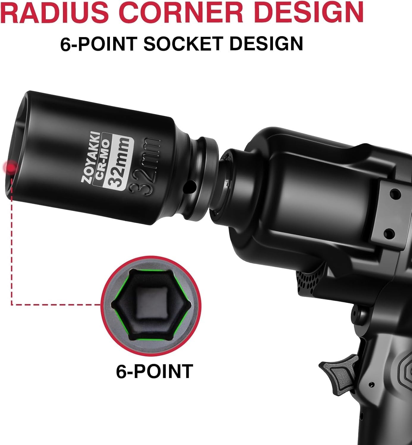 Pro Quality 1/2″ Drive 32mm 6PT Deep Impact Socket – Corrosion-Resistant CR-MO
