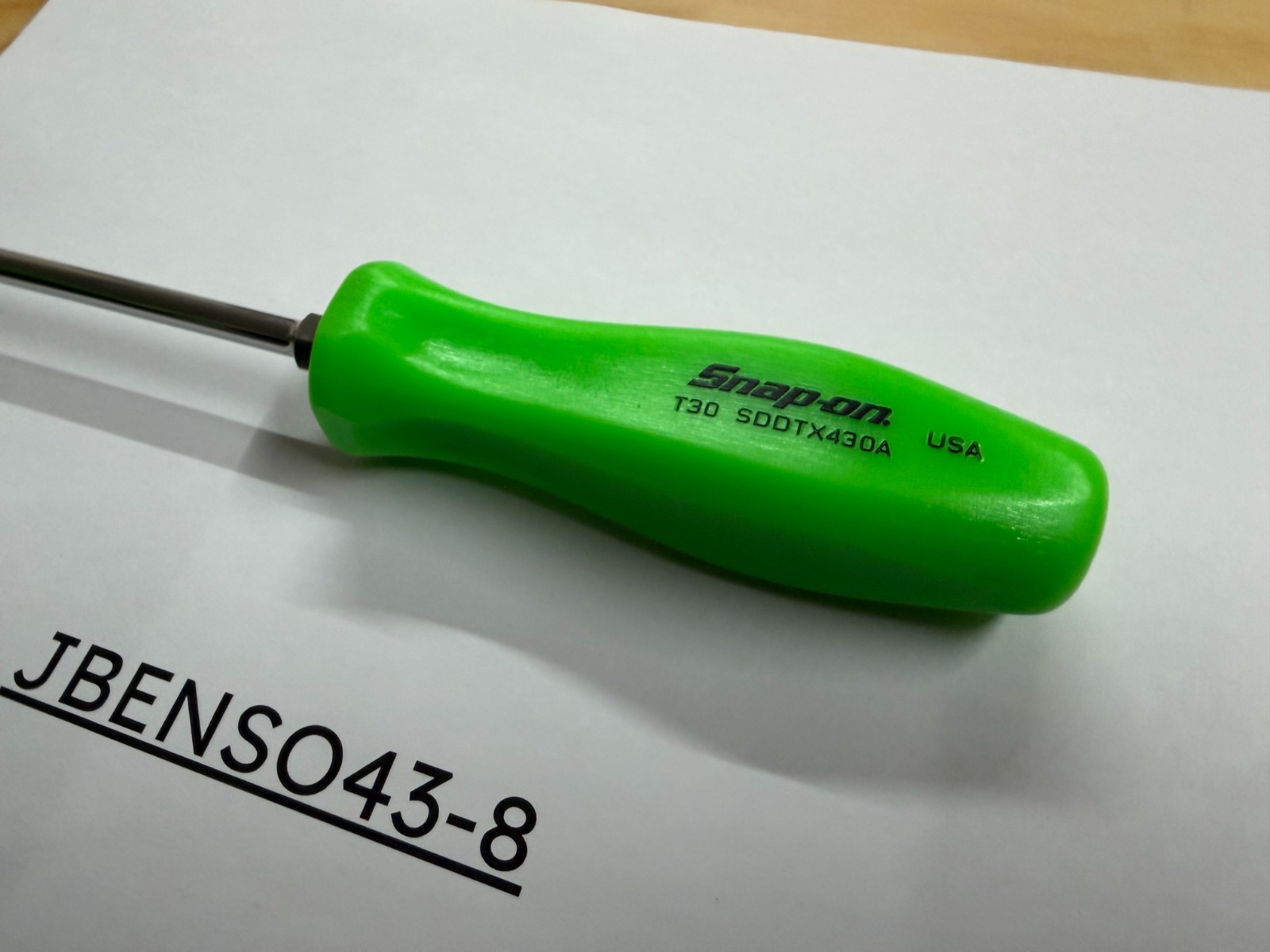 Snap-on Tools USA NEW RARE GREEN T30 Hard Grip Torx Screwdriver SDDTX430AG