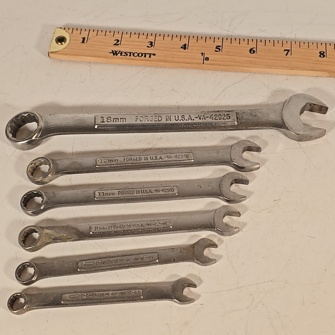 Craftsman Combination Wrench Set 6pc 42911-42916 8mm 9mm 10mm 11mm 12mm & 18mm