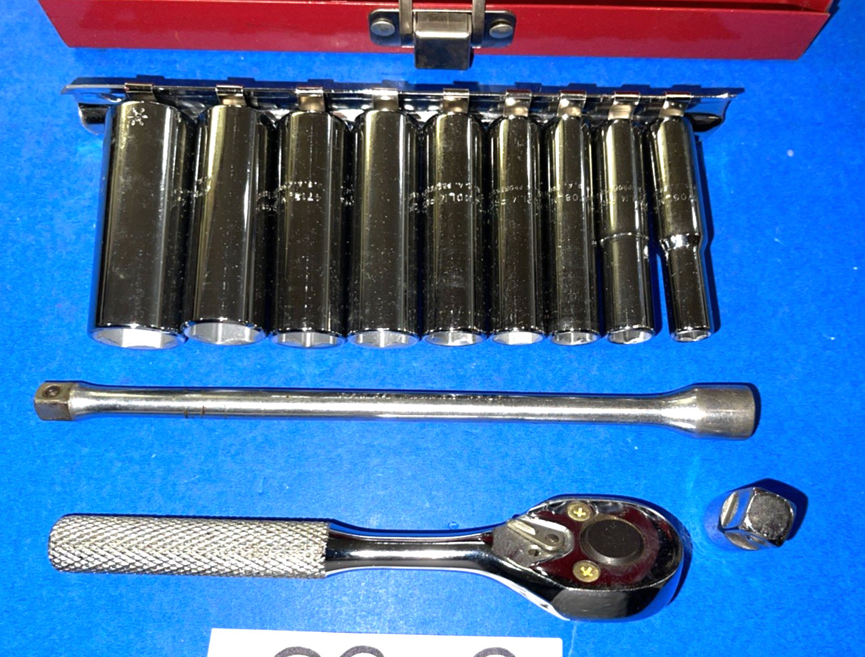 PROTO TOOLS 12 PIECE 1/4 DRIVE METRIC GENERAL SERVICE DEEP SOCKET SET