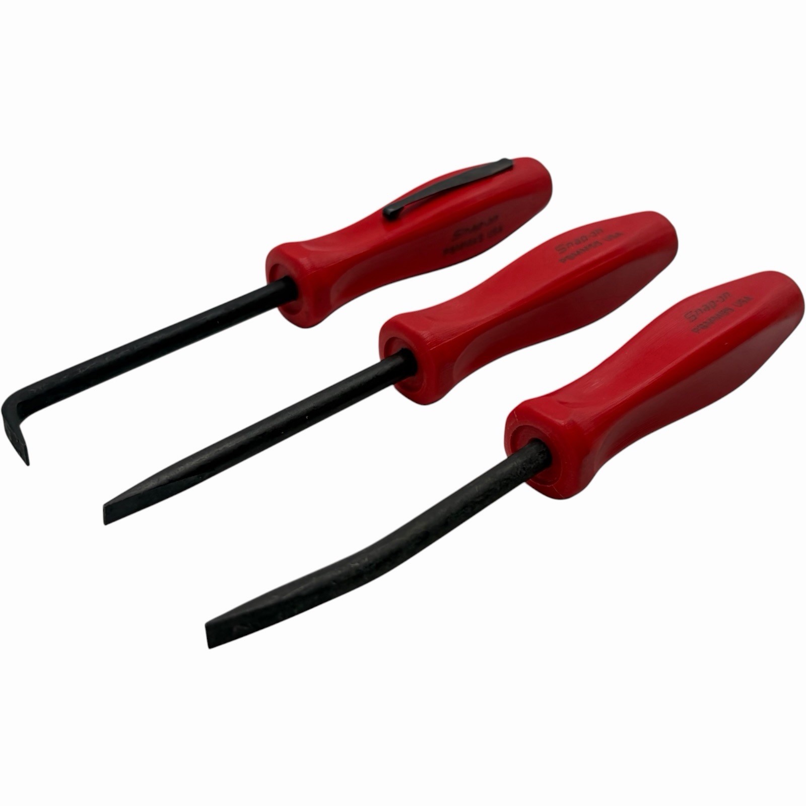 Snap On Tools Mini Magnetic Pocket Pry Bar Set 3 piece Red 5 inch Bent 90
