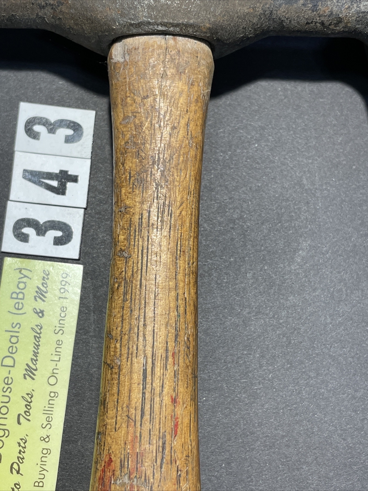 Vintage Auto Body Hammer, Wood Handle, 12-3/16″ Tall X 4-15/16″ Wide Head, #343