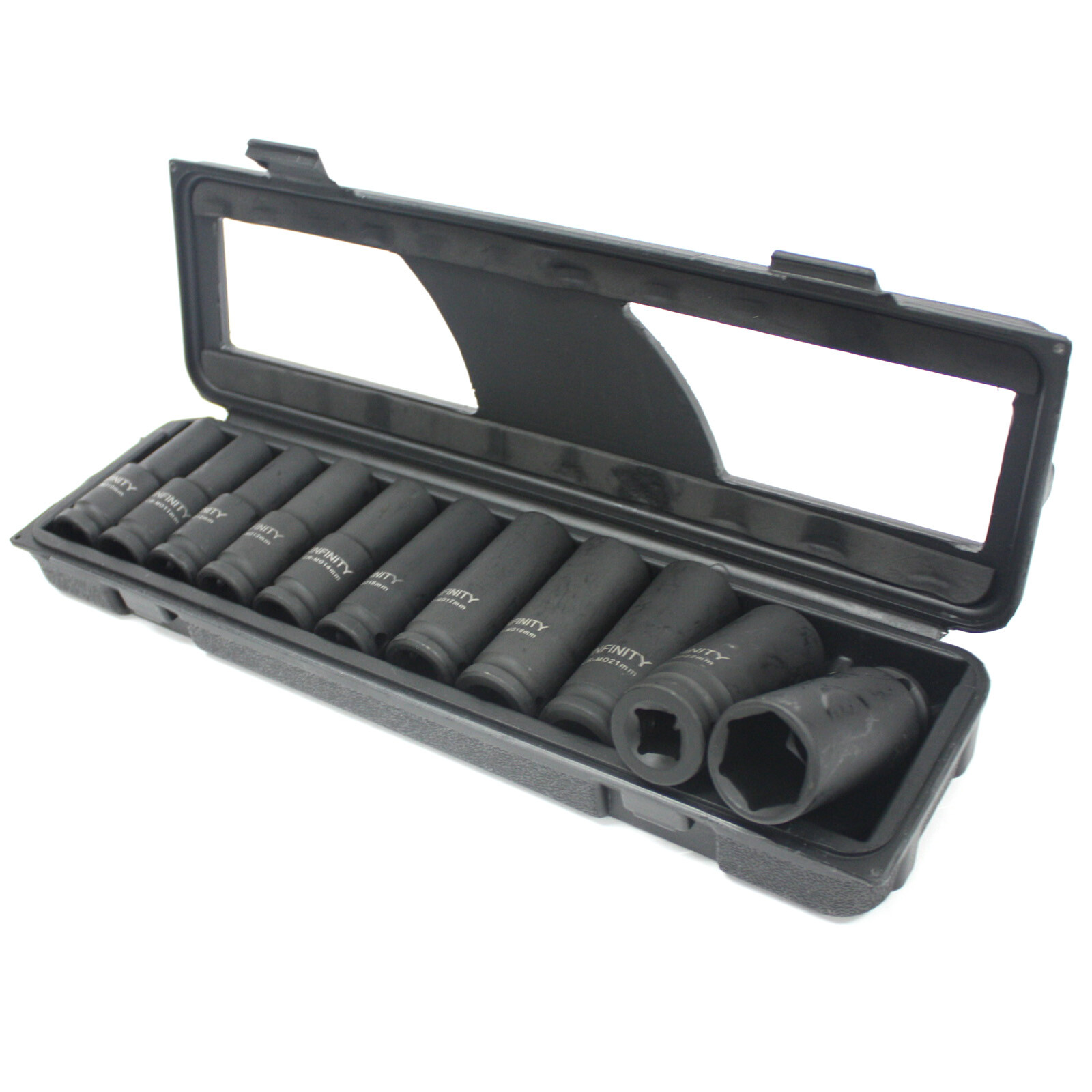 12pcs MM Metric Size 1/2″ Deep Impact Chrome Molybdenum Steel Socket Set