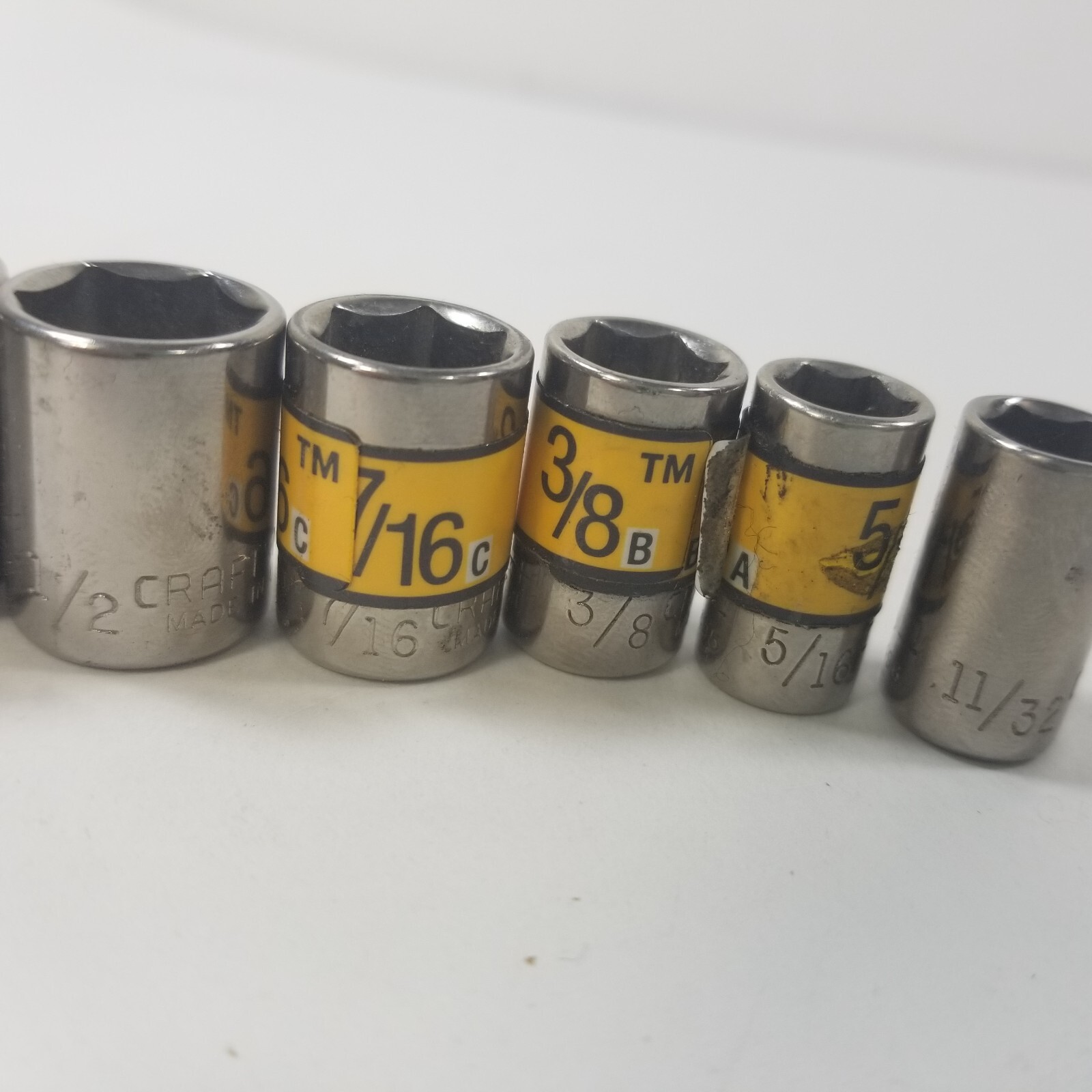 6x Craftsman 1/4″ Drive SAE Sockets inverted G USA 5/16 11/32 3/8 7/16 1/2 9/16