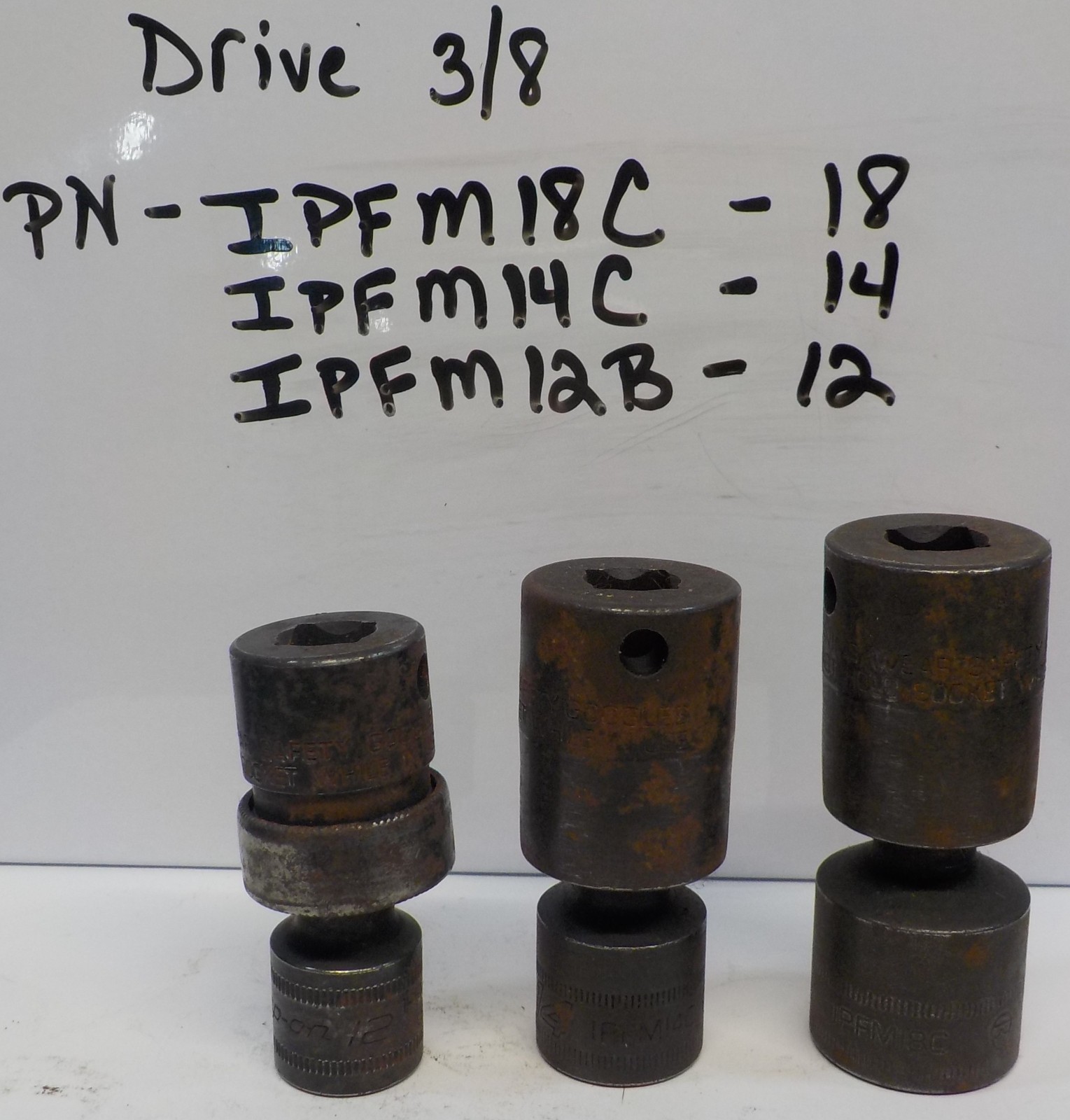 3 Pack Snap-On Swivel Impact Sockets 12mm, 14mm, 18mm IPFM12B IPFM14C IPFM18C
