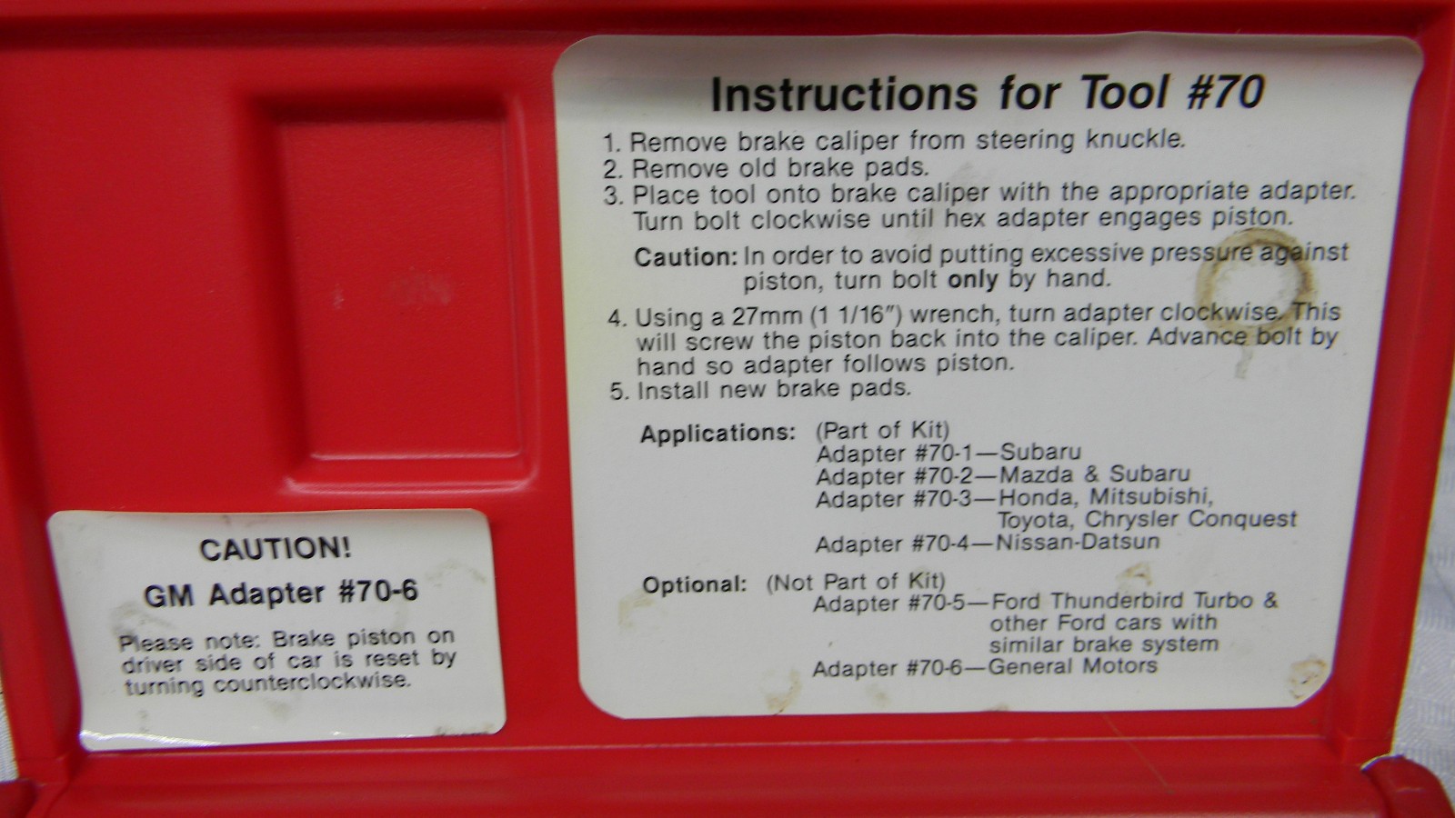 AST BRAKE CALIPER TOOL KIT #70B «NEW OLD STOCK»