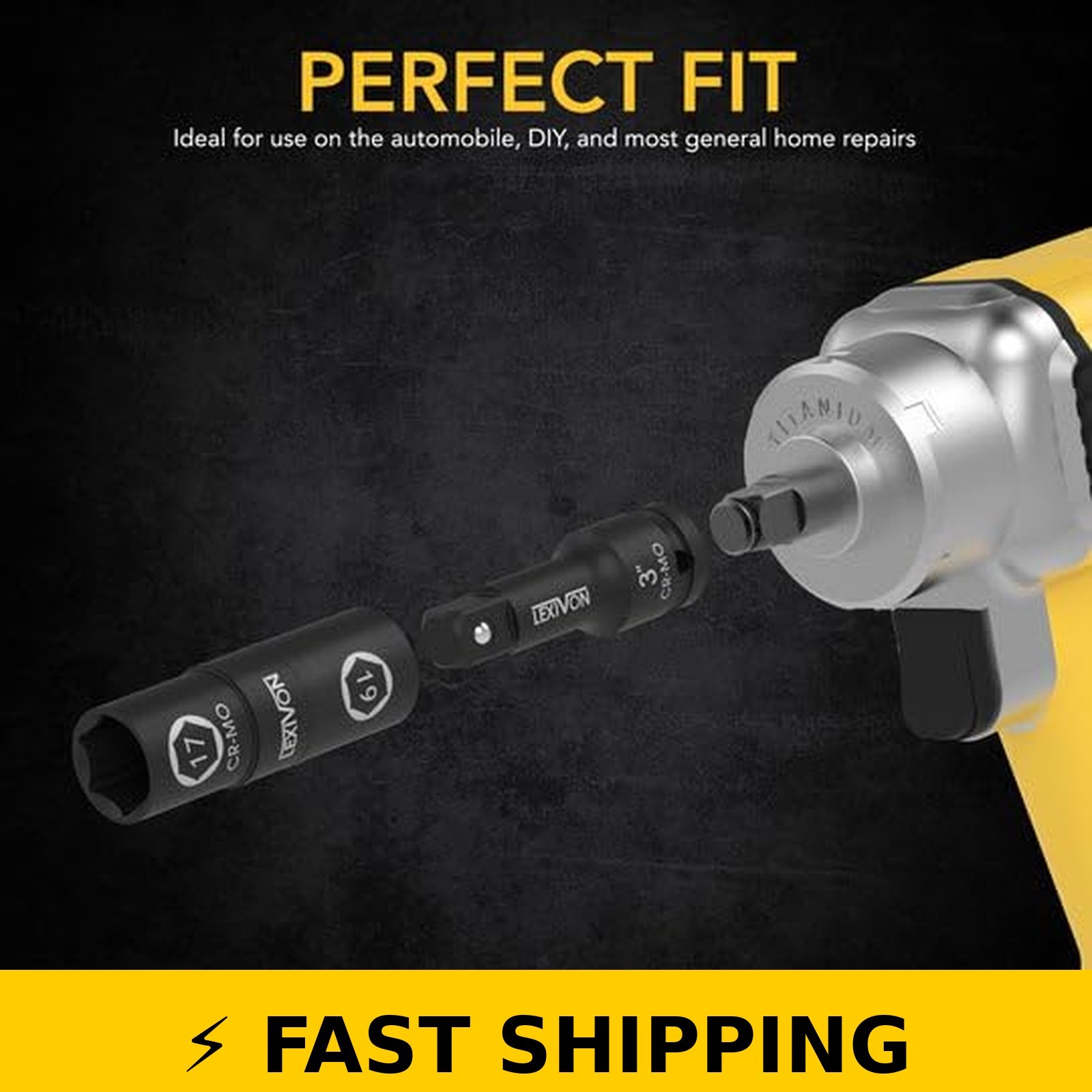 LEXIVON 1/2-Inch Drive Lug Nut Impact Socket Set – 8-IN-4 Design