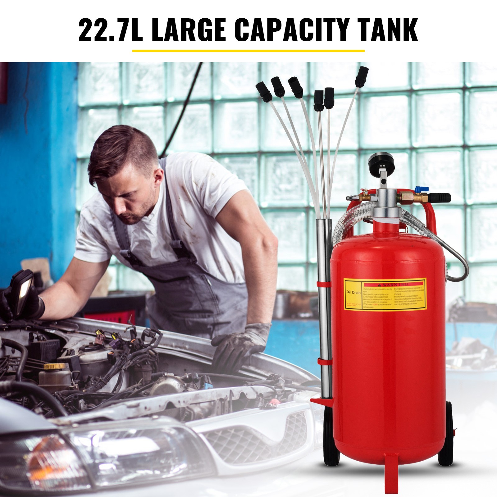 5 Gallon Portable Air Pneumatic Waste Oil Garage Extractor Drain Tank