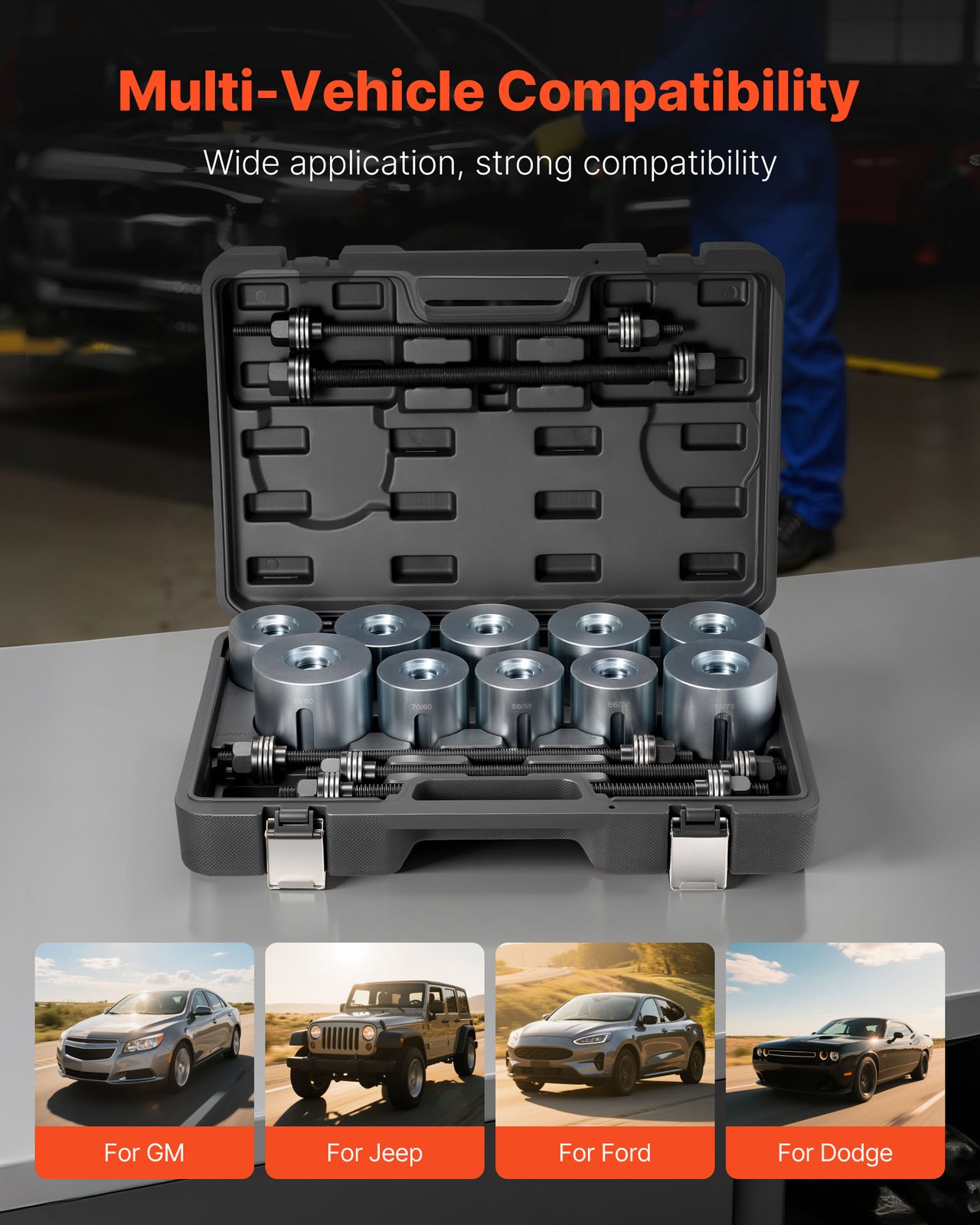 VEVOR Pull and Press Sleeve Kit Bush Bearing Removal Insertion Tool Set 27 PCS