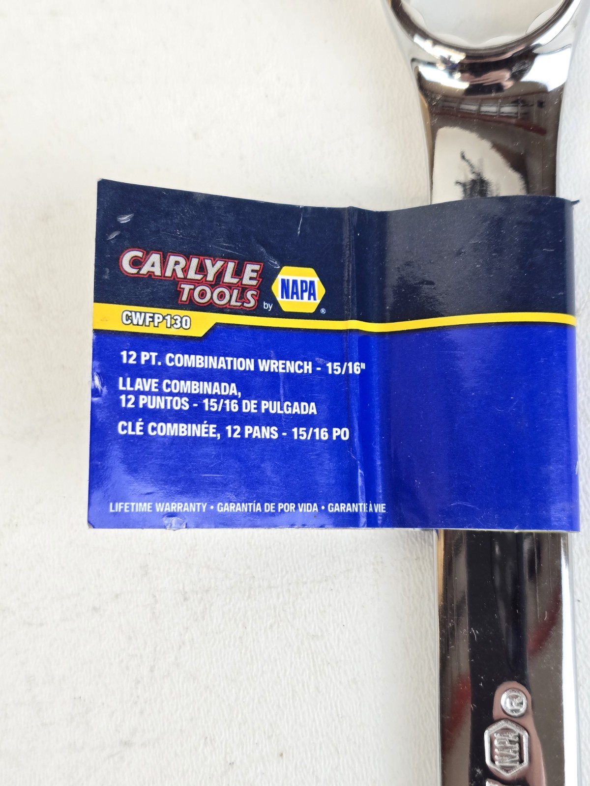 NAPA Carlyle SAE Combination Wrench 12 Pt 15/16″ CWFP130 Polish Chrome