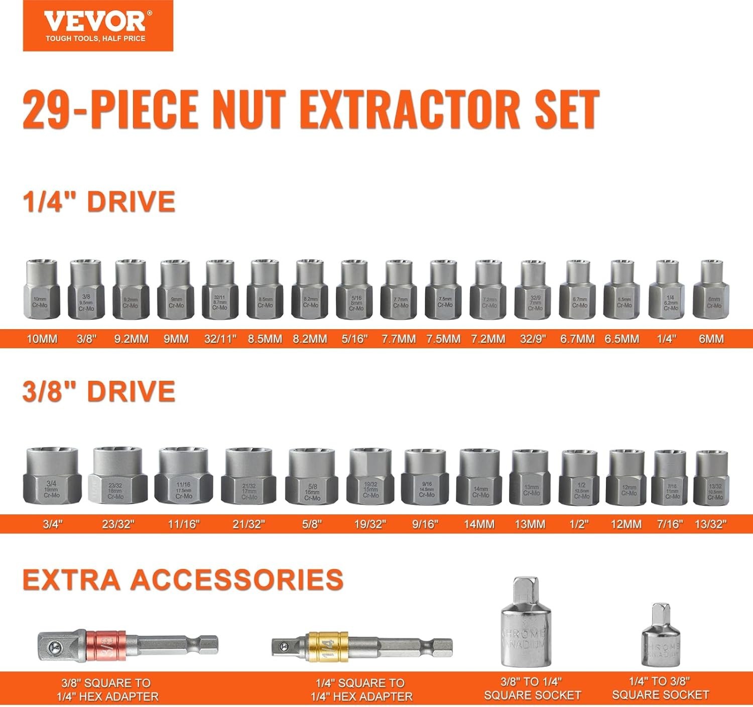 Chrome Molybdenum Steel Bolt Extractor Set – Non-Slip & Waterproof Storage Case
