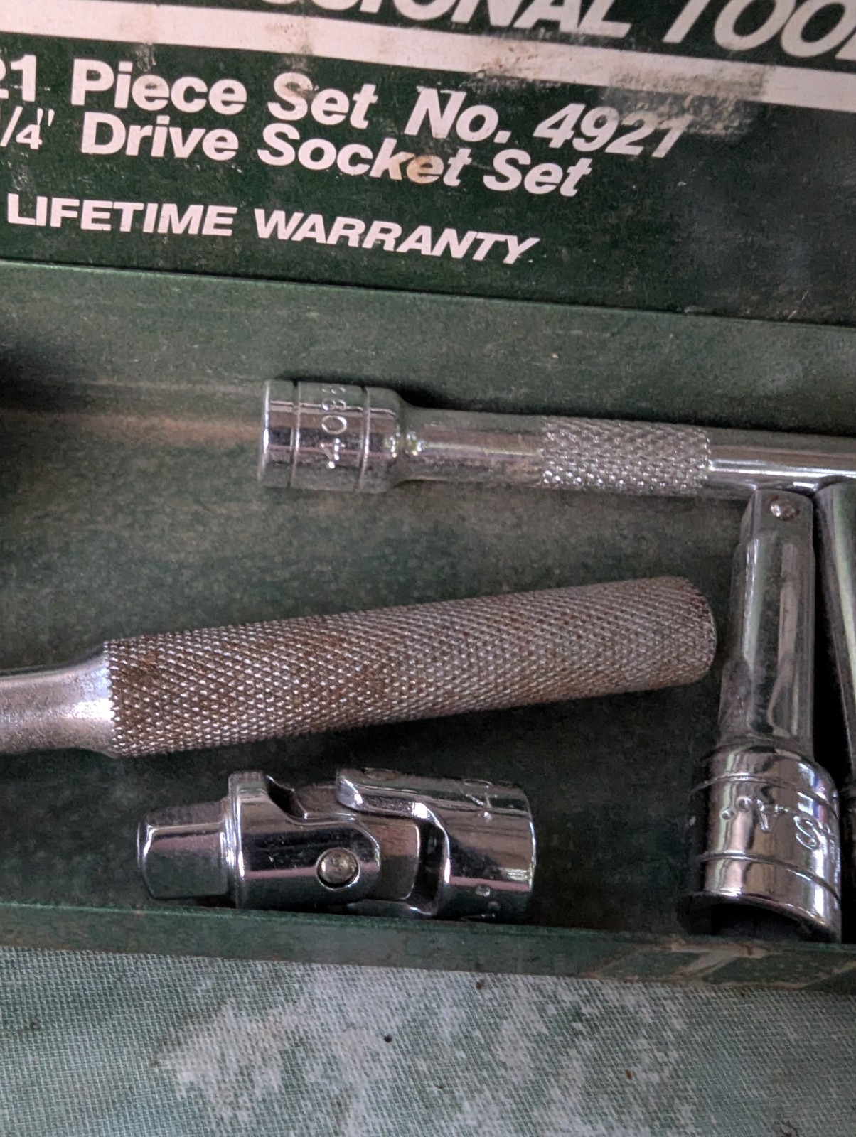 S-K Tools 1/4” Drive Socket Lot with Original Metal Case Set 4921 USA Made SAE