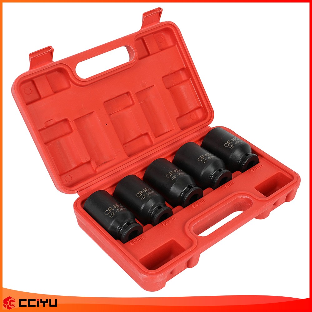 1/2″ Deep Spindle Axle Nut Socket Set 12 POINT METRIC 30 32 34 35 36mm 5pcs