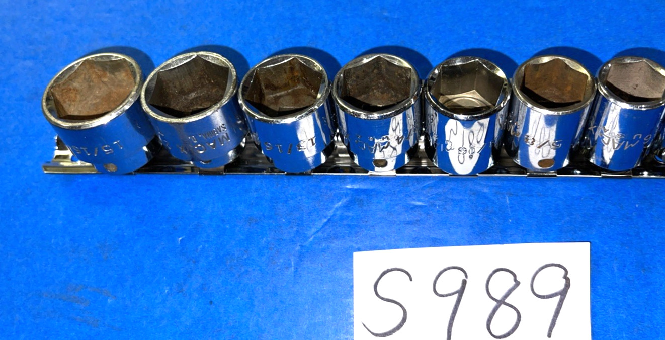 MAC TOOLS 12 PIECE 3/8 DRIVE SAE SHORT CHROME SOCKET SET 6 POINT 1/4 TO 15/16