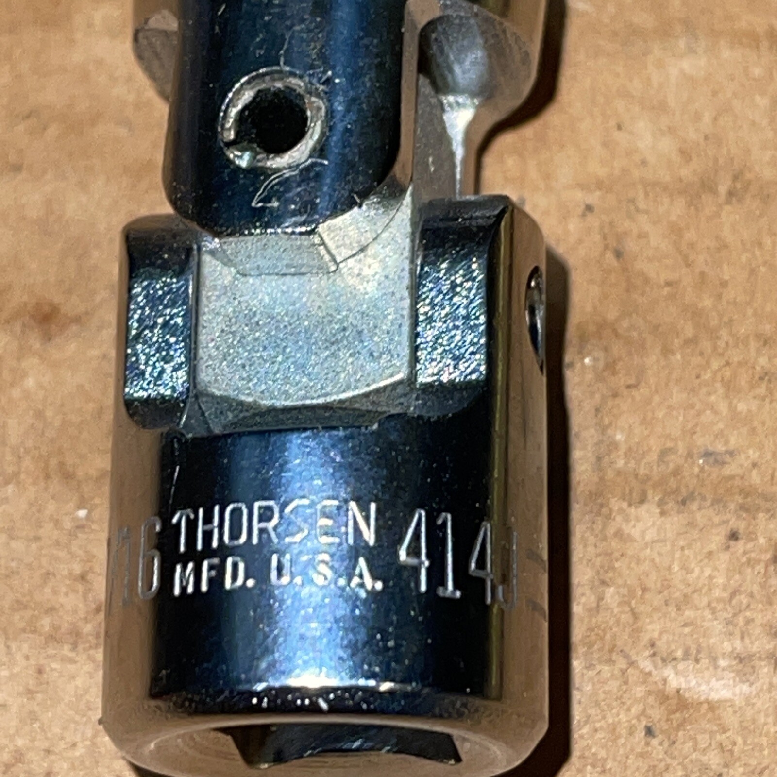 NOS Thorsen USA 414J 7/16 in SAE 3/8 Drive 12 Point wobble Swivel Socket