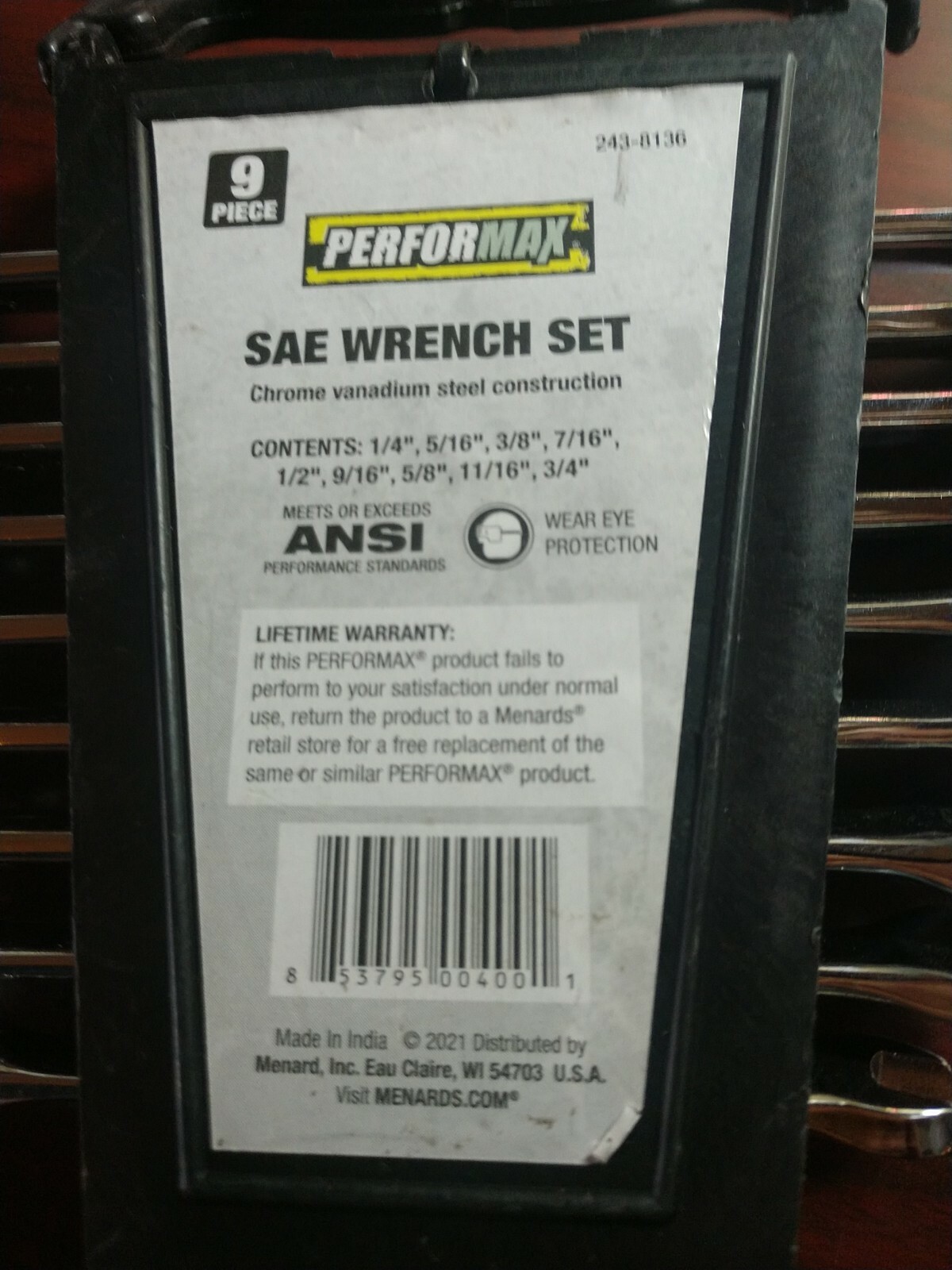 Performax COMBINATION SAE WRENCH SET, NEW, STANDARD SAE, 9 piece, (AQ-20)