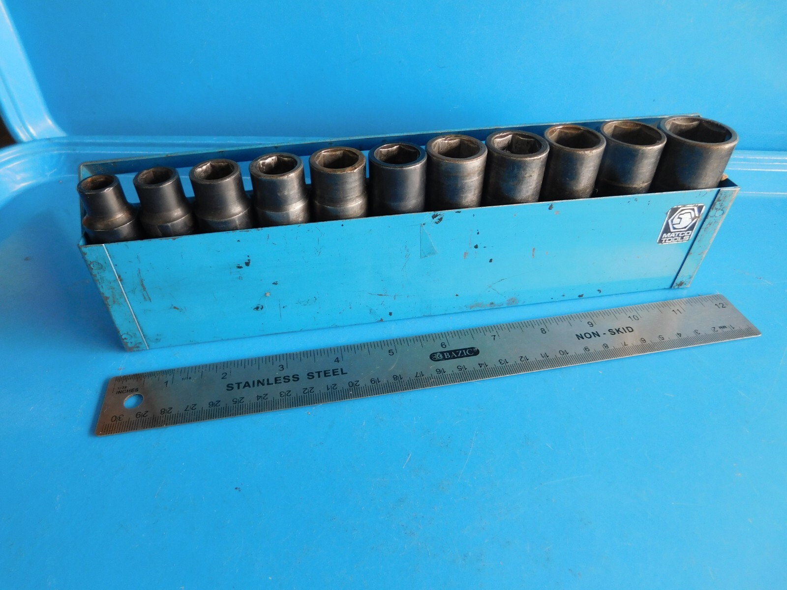 USED,MATCO 1/2 IN. DR. DEEP METRIC SOCKETS 10,11,13,14,15,16,17,18,19,21,&24MM