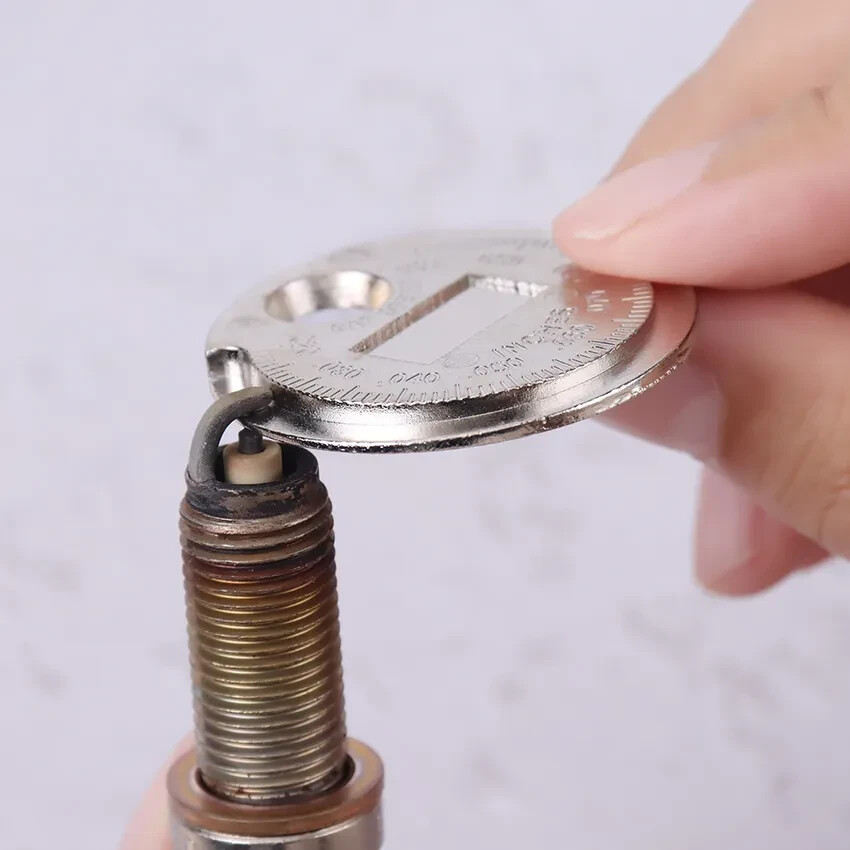 0.6-2.4mm Range Coin-Type Spark Plug Gage Gap Measurement Tool Feeler Steel 1Pcs