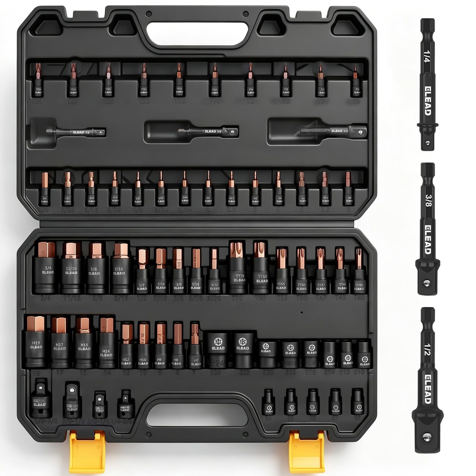 66-Piece Torx & Hex Bit Socket Set – CR-V & S2 Steel, T8-T70 & E4-E24, High Torq