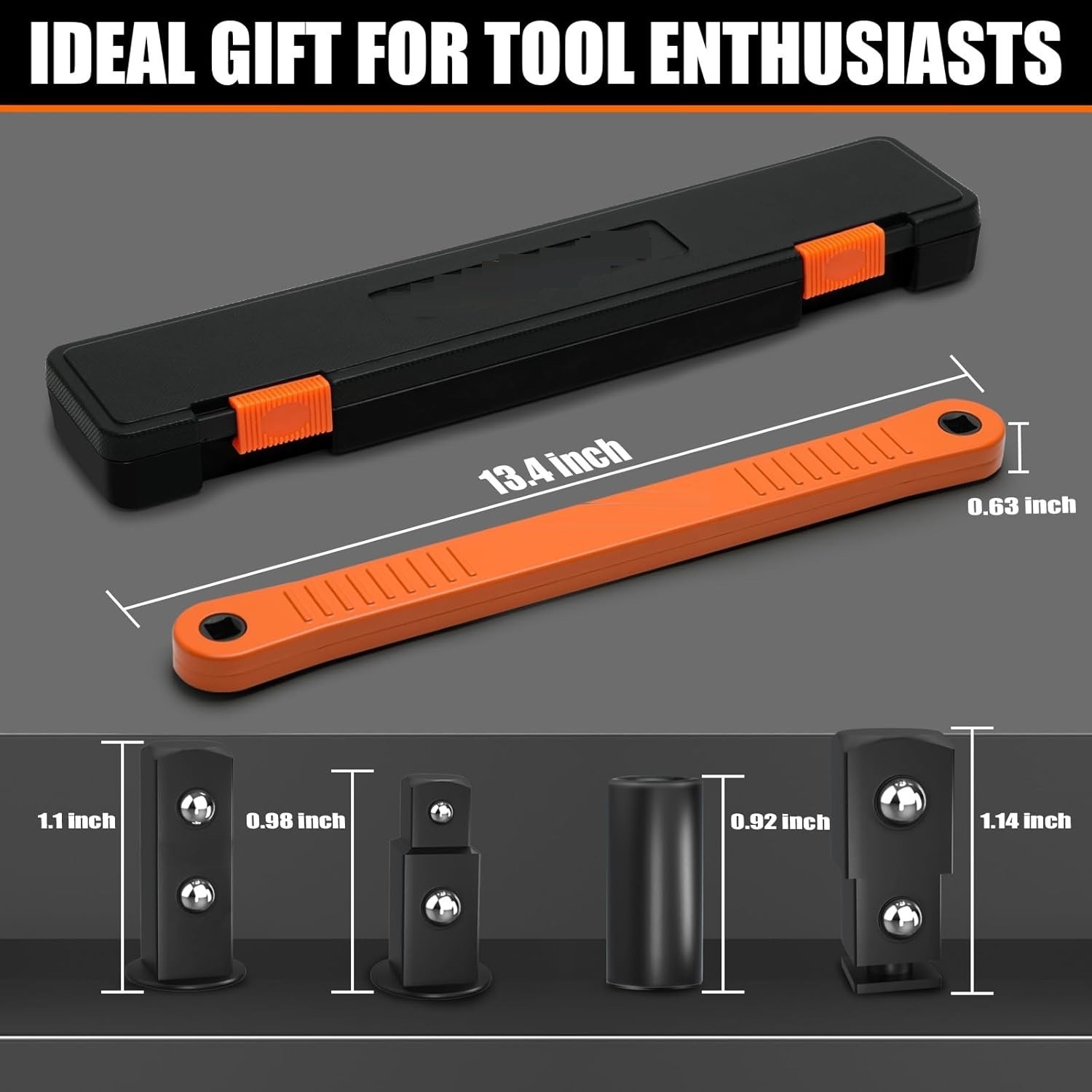 3/8″ Offset Extension Wrench Impact Ready with 1/4 3/8 1/2 Adapters 13.4″