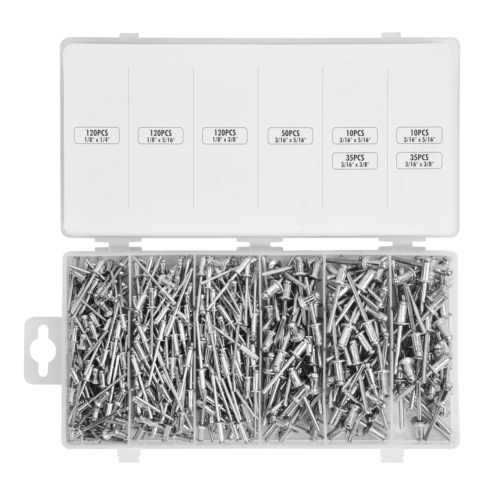 Industrial Aluminum Pop Rivet Assortment 500pcs 3/16-1/2″ F Hand/Air Riveter Gun