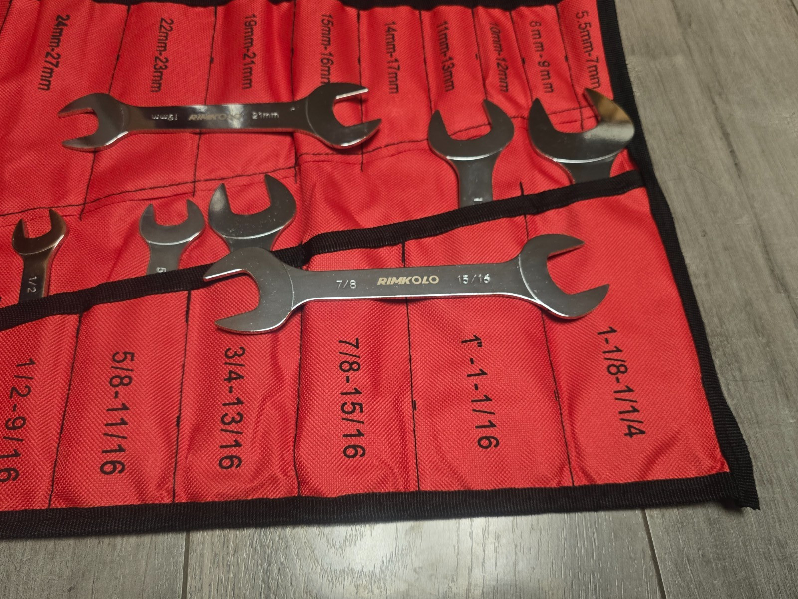Rimkolo Tools 16 pc SAE & Metric Thin Wrench Set 5.5 to 27mm & 3/8 to 1-1/4″