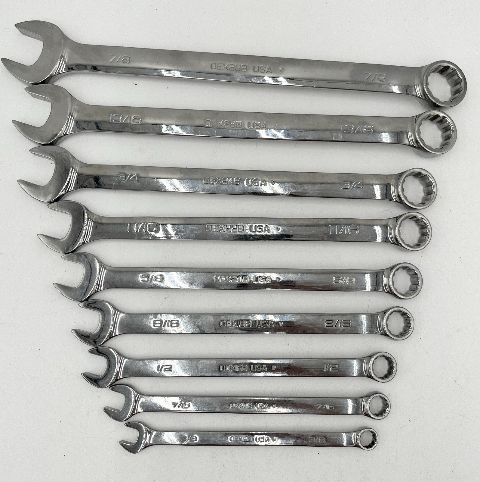 Snap On Tools 9 pc 12-Point SAE Flank Drive® Combination Wrench Set (3/8–7/8′)