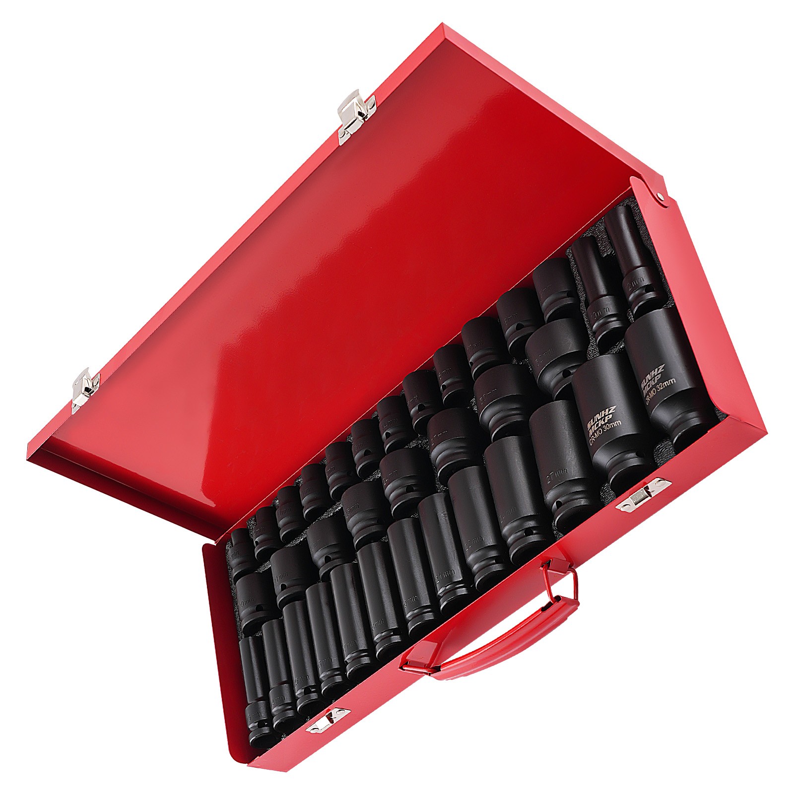 35pc 1/2″ Deep Impact Socket Set Drive 8mm-32mm 6 Point Metric Garage Tools New