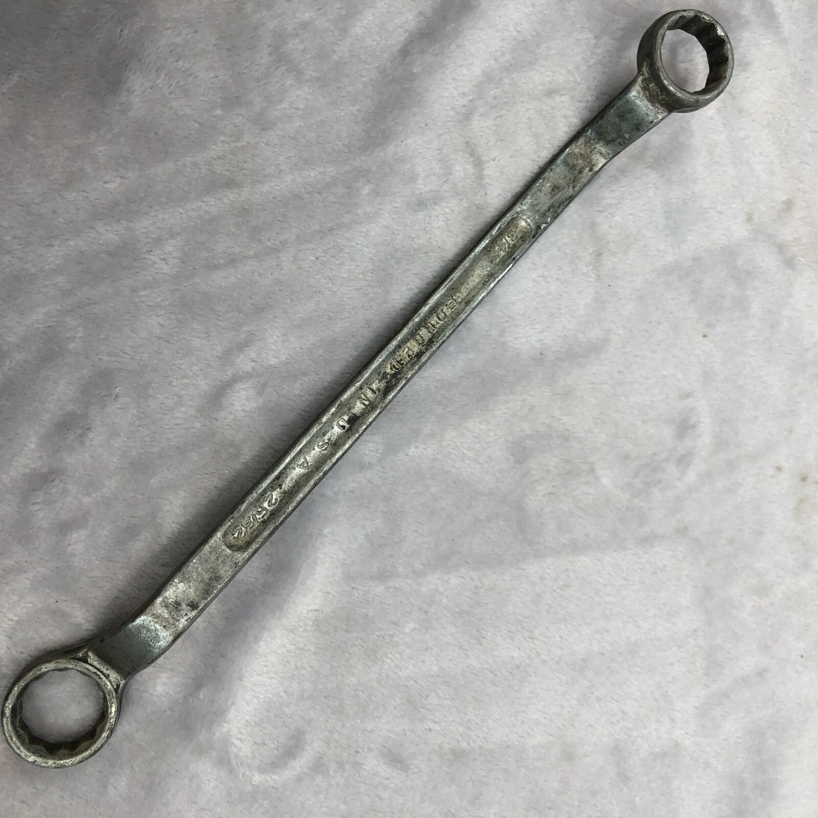 Vintage Unbranded No 25/32in X 3/4in Double Box End Offset Wrench Forged Steel
