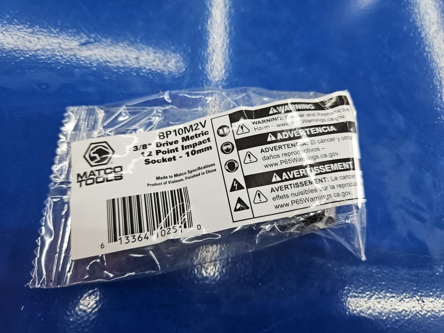Matco Tools ADV BP10M2V 10MM 3/8 Drive Impact Socket Shallow 12 Point Packaged