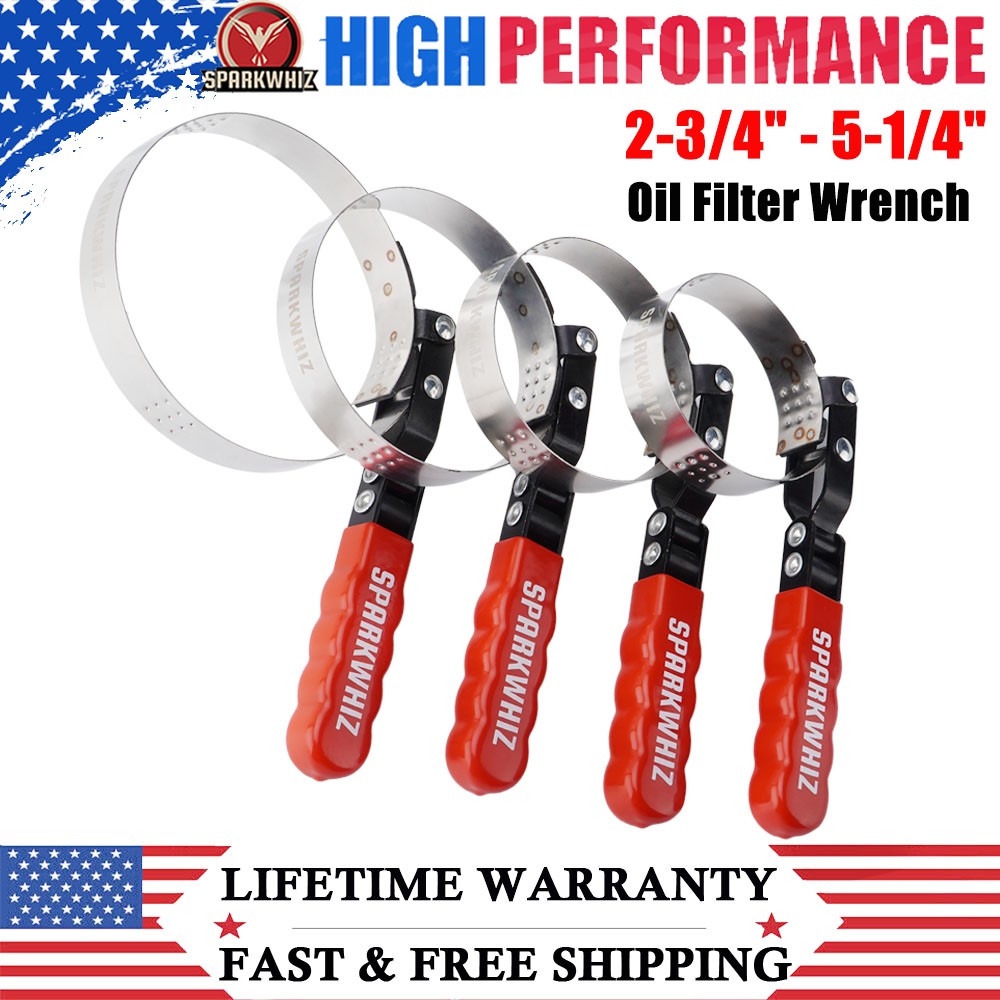 SPARKWHIZ Oil Filter Wrench Oil Filter Removal Tool Set 2-3/4″ – 5-1/4″ 4 Sizes