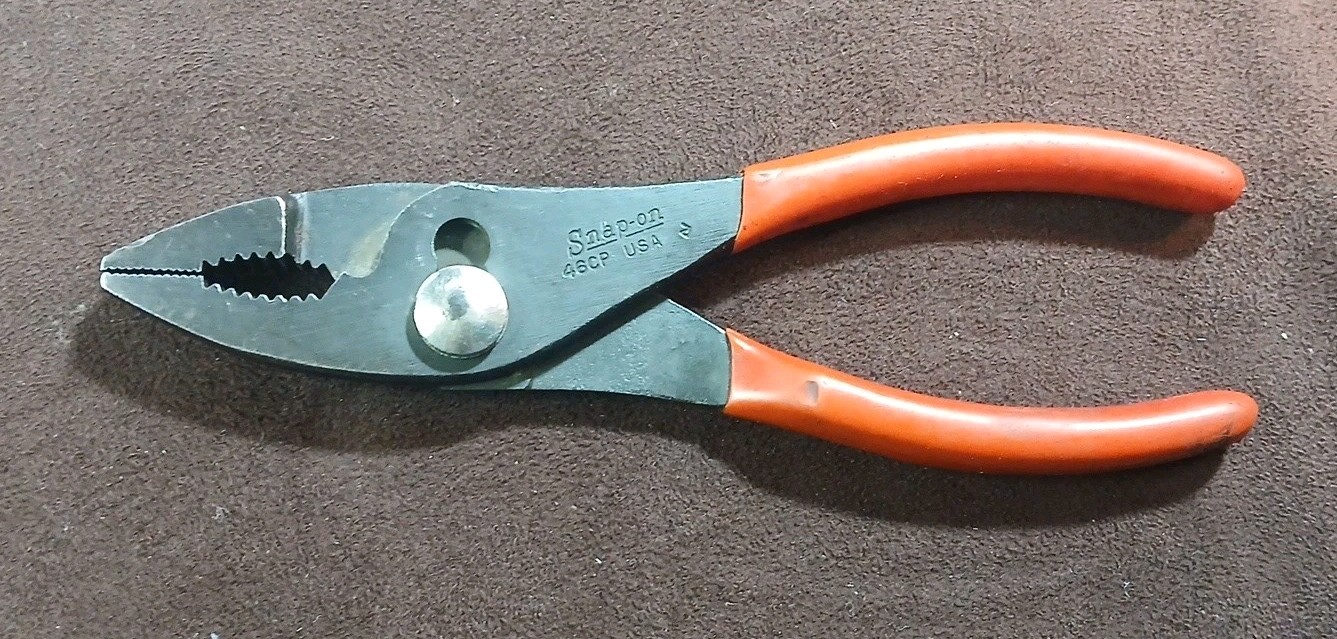 Vintage SNAP-ON 46CP Slip Joint Pliers Red Grips, 6.5″, Made In The U.S.A.