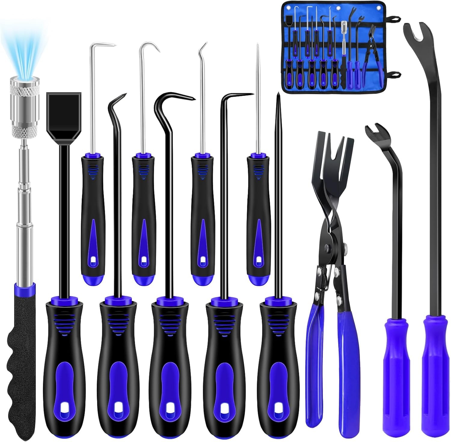 13 Pcs Precision Hook and Pick Tool Set with Clip Removal Plier Rivets Puller