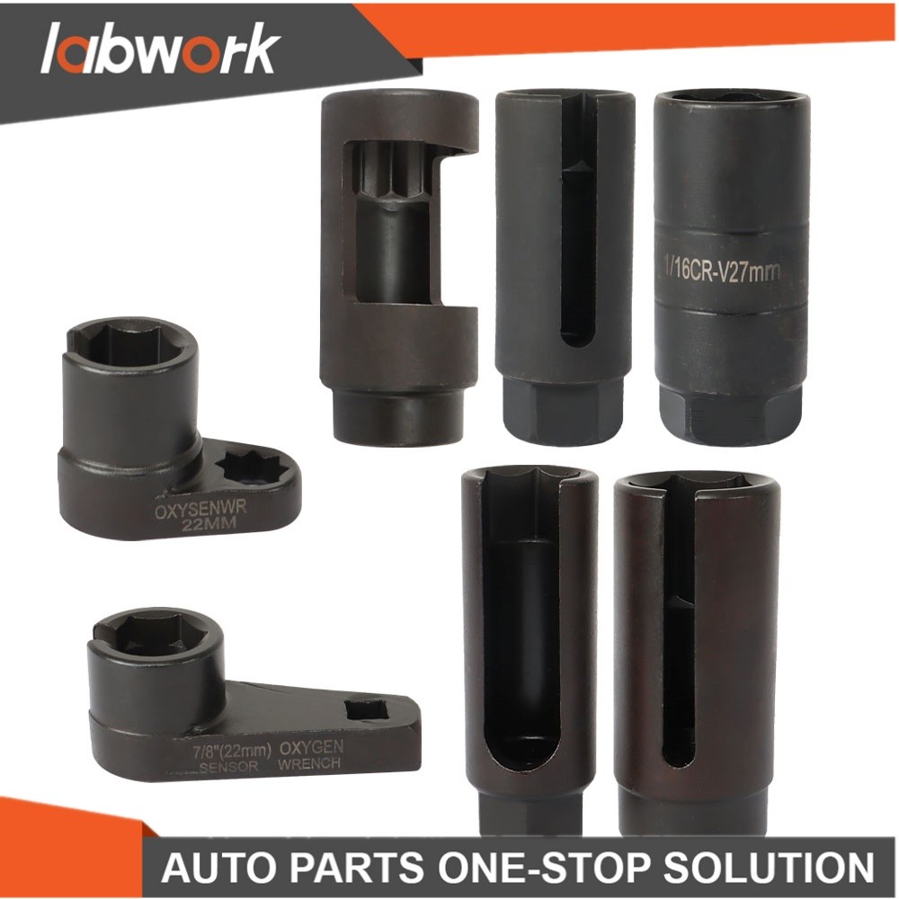Labwork 7Piece 22mm 27mm 29mm Oxygen O2 Sensor Wrenches Socket Tool Kit