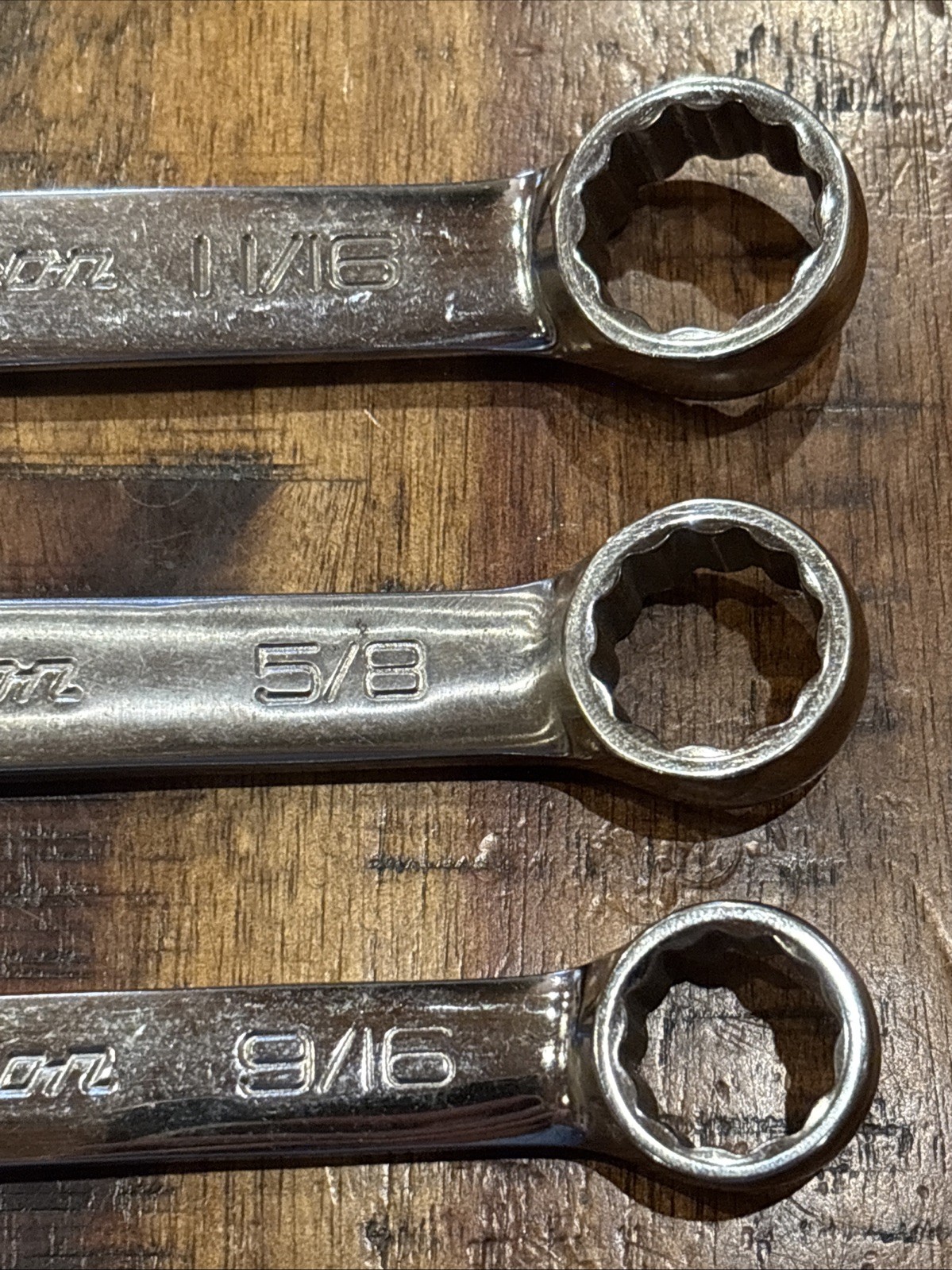 Snap On Tools 9/16”, 5/8”, & 11/16” Short Handle Combination Wrench 12pt USA EUC