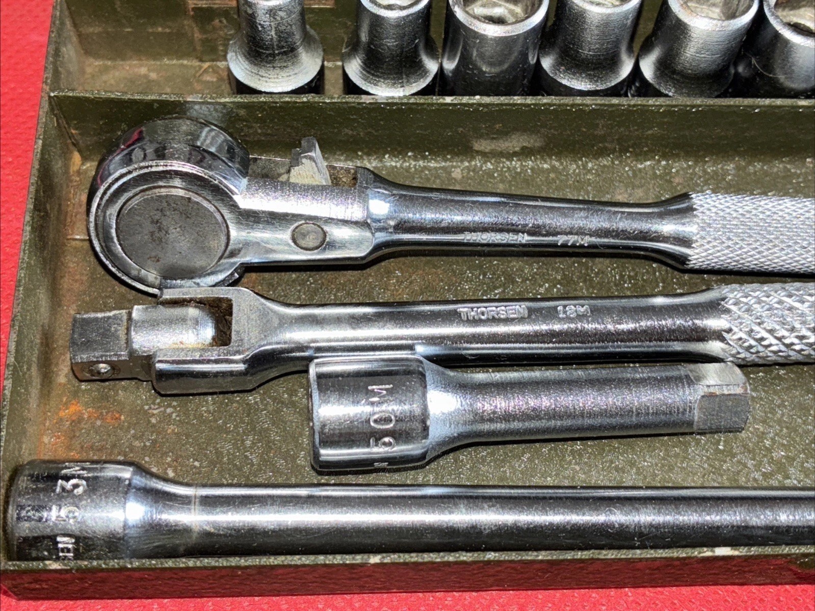 Vintage Thorsen 1/4″ Drive -Sockets Breaker, Long/SH Extension.Socket Set W/Case