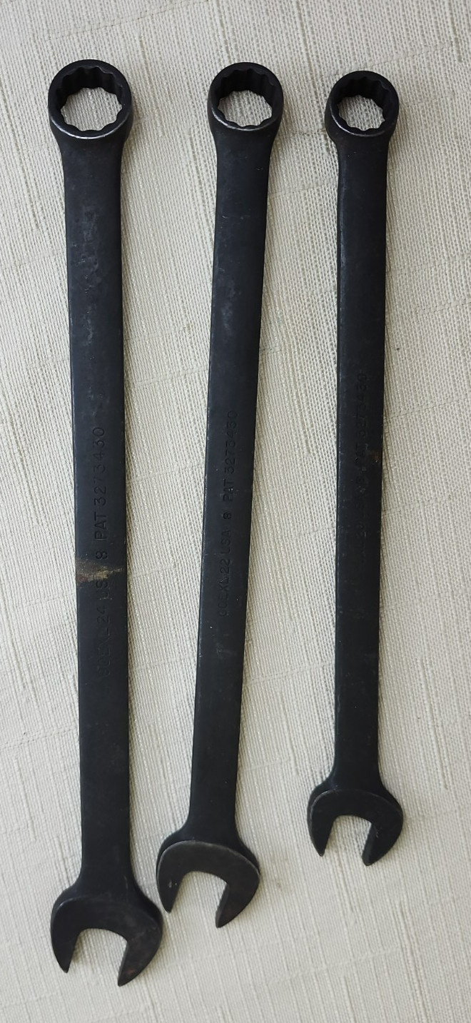 Snap-on OEXL Long Combination Wrench Set 5/8 11/16 3/4 Black Industrial Finish