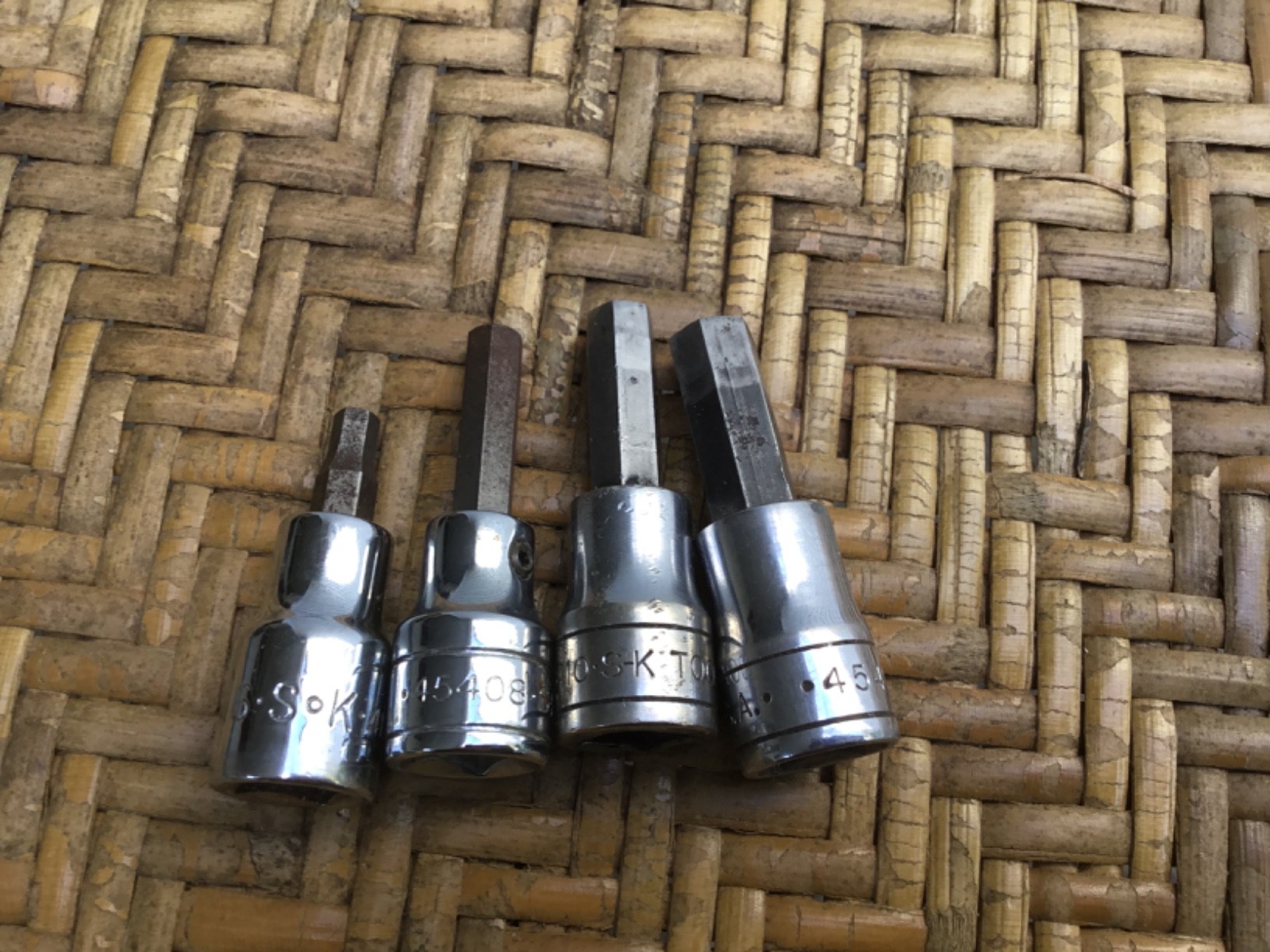 4pc, SK Tools Hex Bit Socket 3/8″ Dr 41208-45412 Chrome Hex Bit Sockets USA