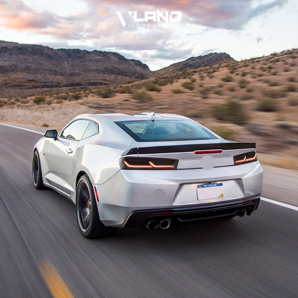 VLAND LED Tail Lights For Chevy Camaro 2016-2018 DRL FULL Smoke Red Signal Light