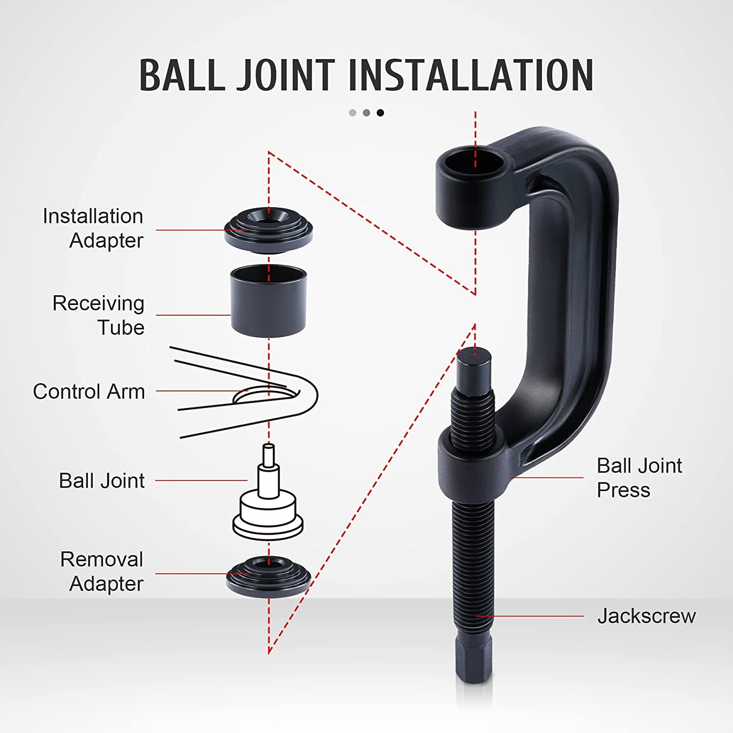 Heavy Duty Ball Joint C Press w/ Jackscrew remove press-fit parts 4WD and 2WD