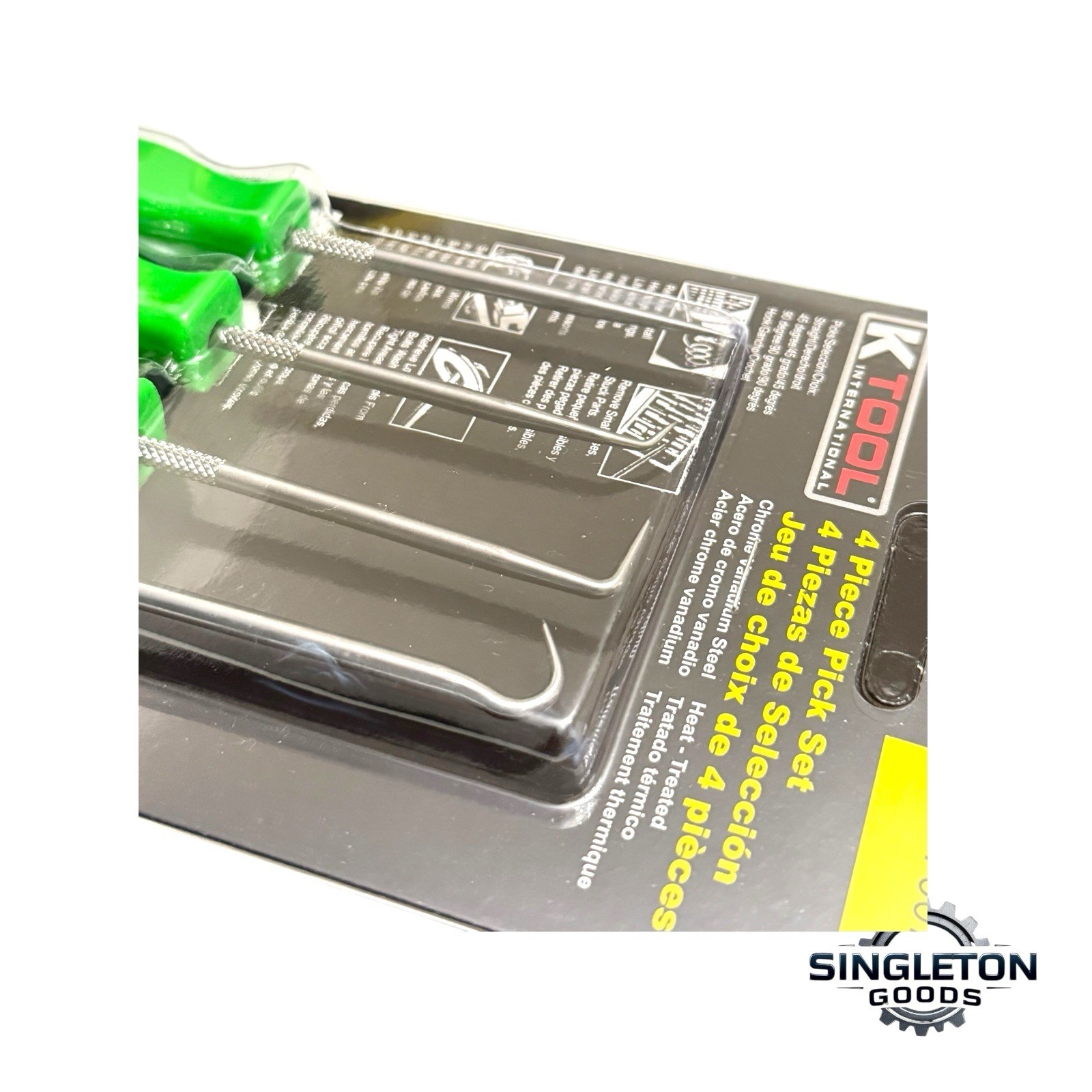 K Tool International KTI-70075 4PC PICK SET WITH NEON GREEN HANDLES BRAND NEW