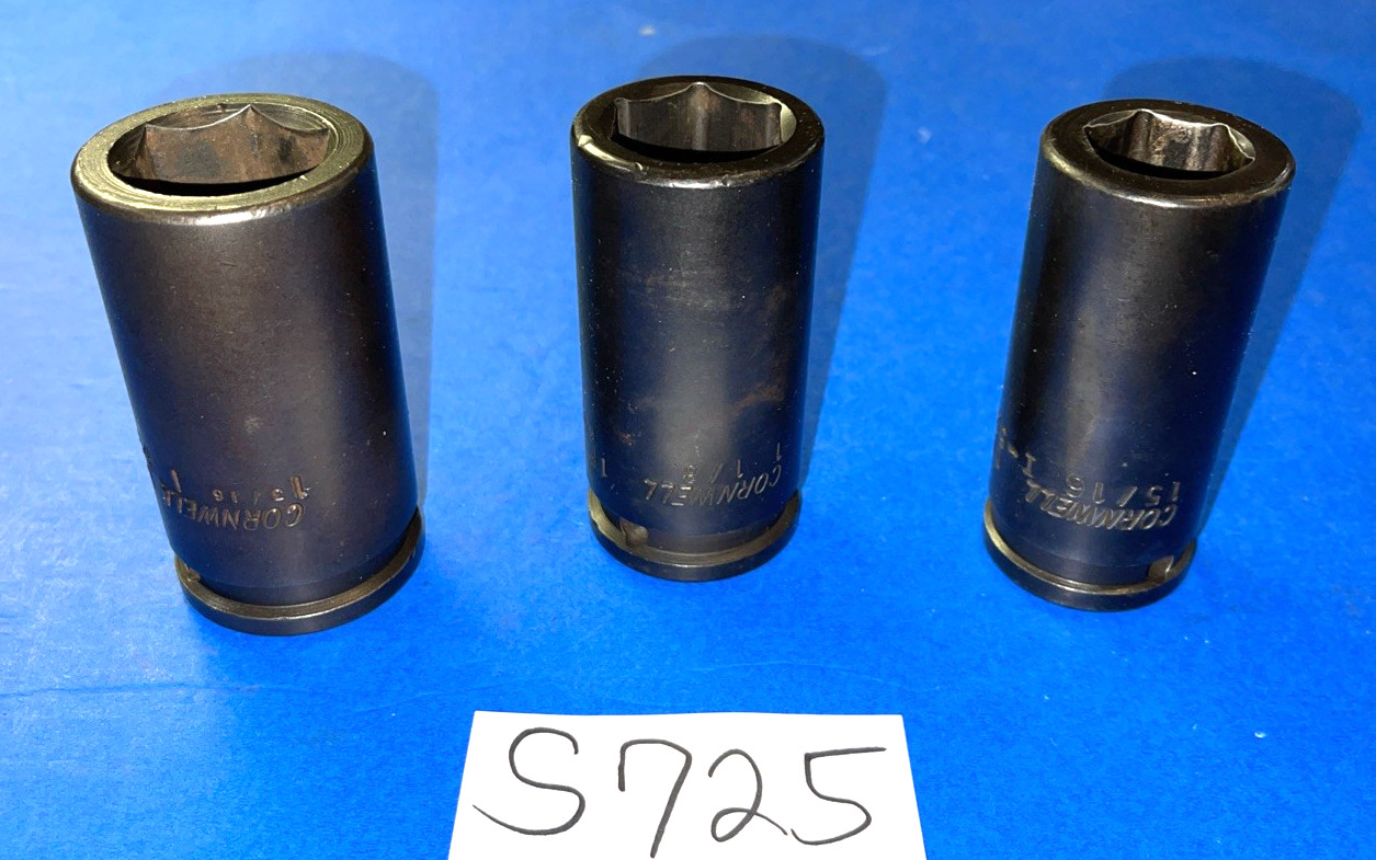 CORNWELL TOOLS 3 PIECE 3/4 DRIVE SAE. DEEP IMPACT SOCKETS 15/16, 1-1/8, 1-3/16