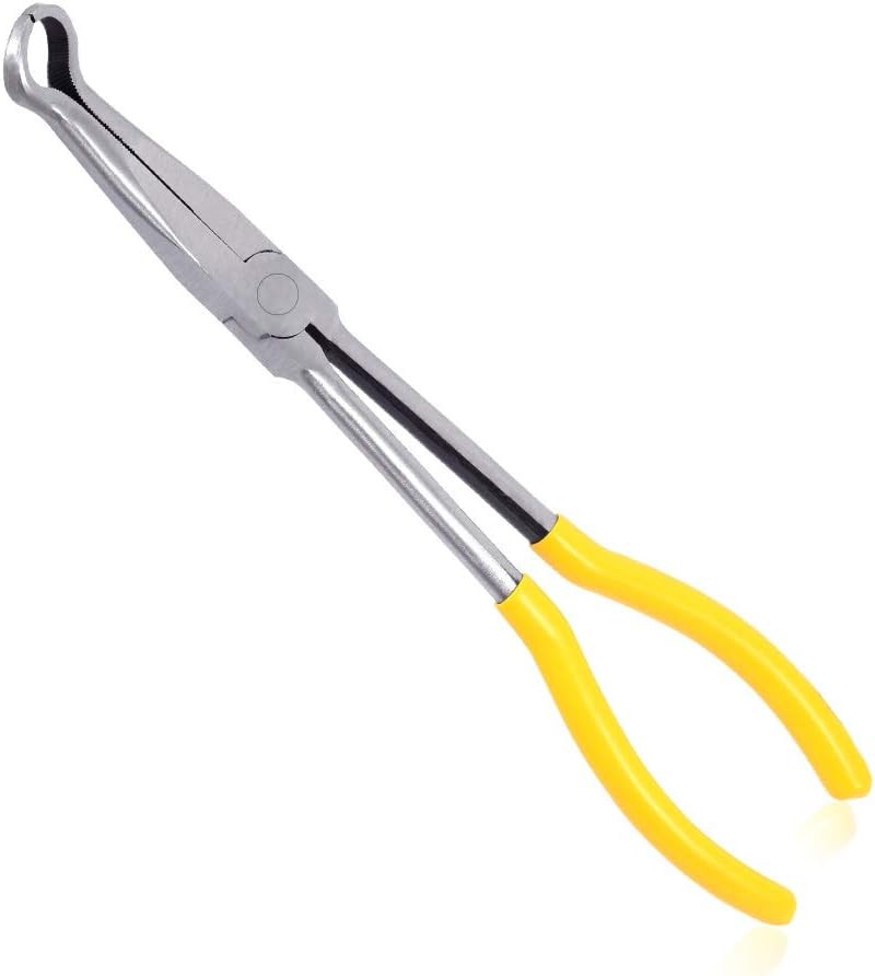 11″ Long Reach Hose Grip Pliers Spark Plug Boot Clamp Tool Yellow